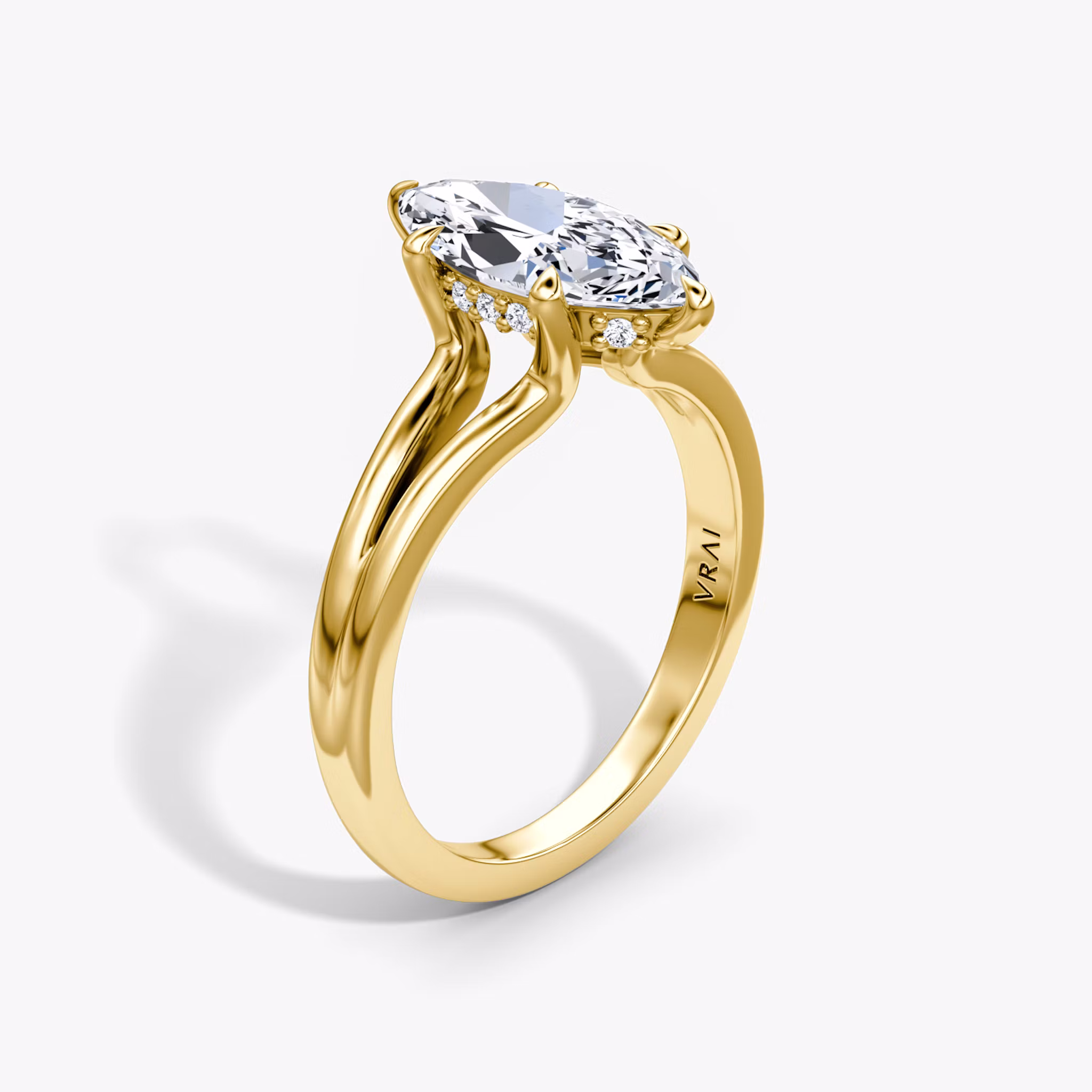The Floating Split Band Marquise | Yellow Gold