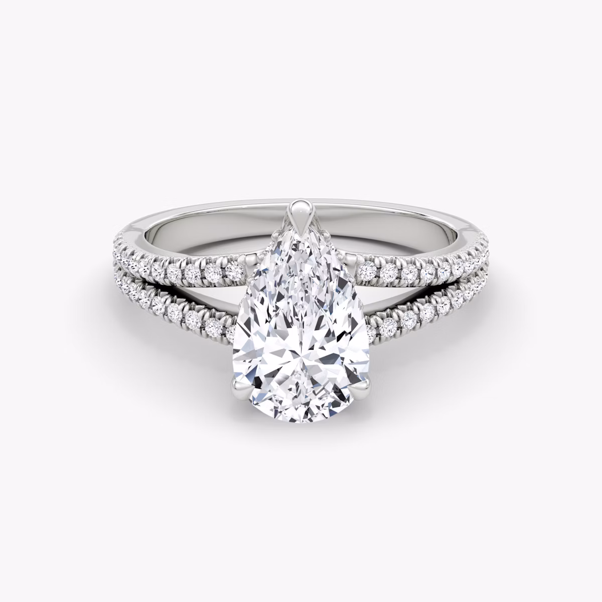 The Floating Split Band | Pear | Platinum | bandAccent: Pavé | diamondOrientation: vertical | caratWeight: other