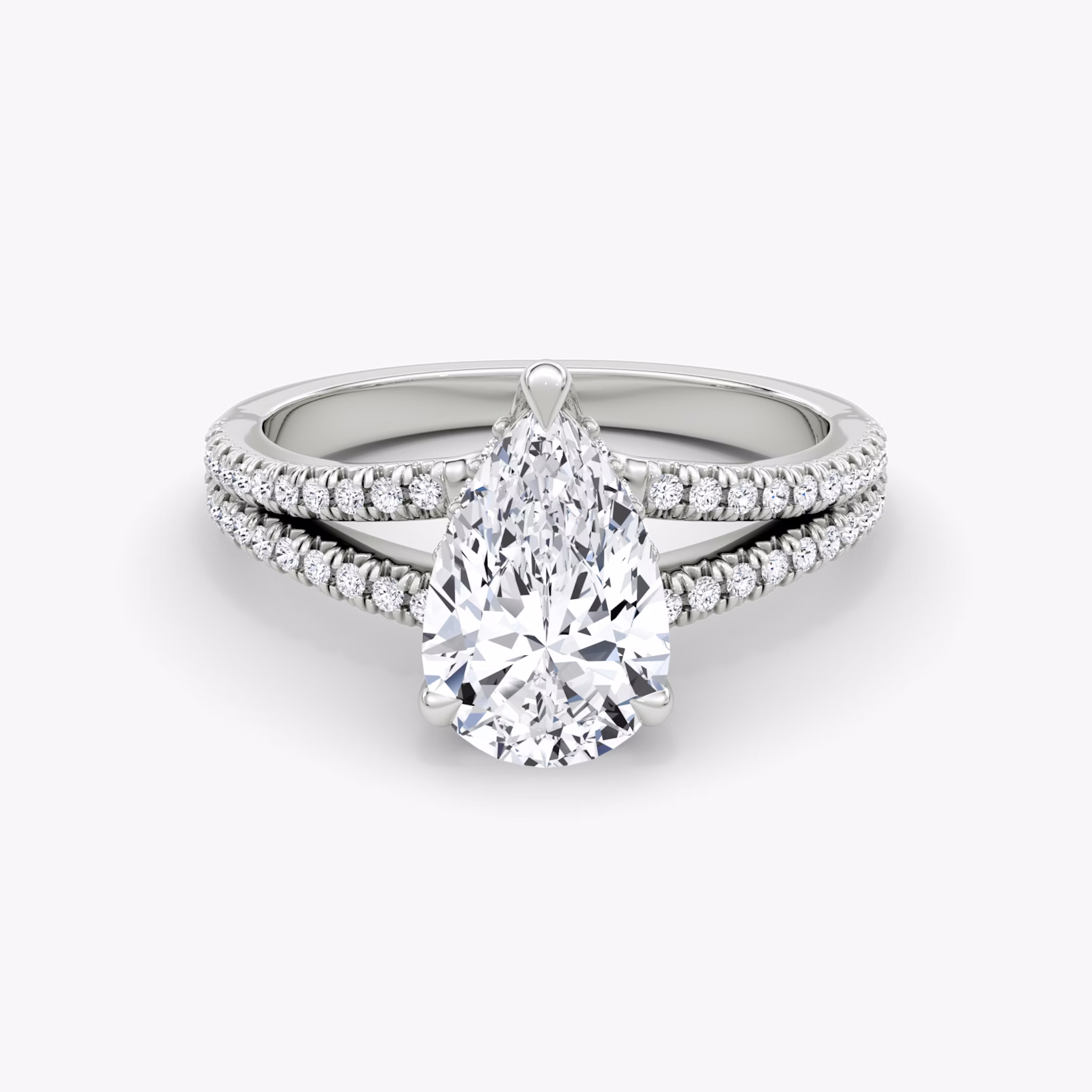 The Floating Split Band | Pear | 18k | White Gold | bandAccent: Pavé | diamondOrientation: vertical | caratWeight: other