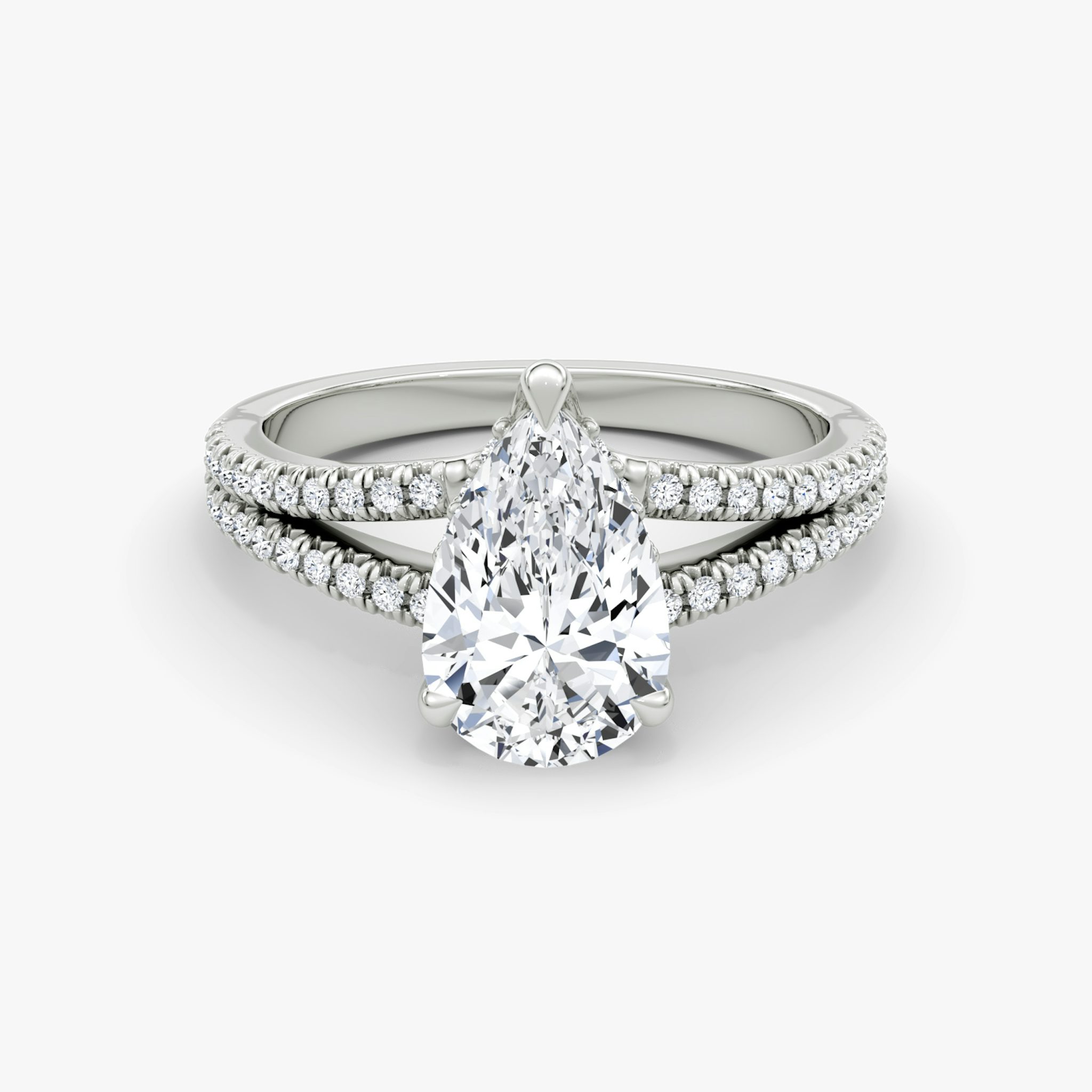 The Floating Split Band | Pear | 18k | White Gold | bandAccent: Pavé | diamondOrientation: vertical | caratWeight: other