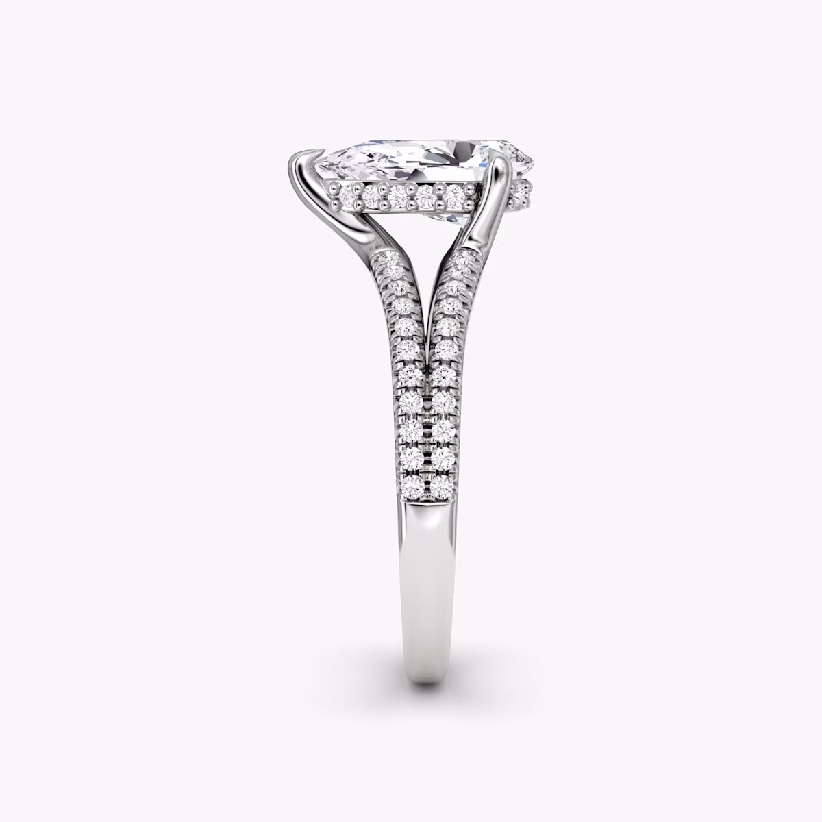 The Floating Split Band | Pear | Platinum | bandAccent: Pavé | diamondOrientation: vertical | caratWeight: other