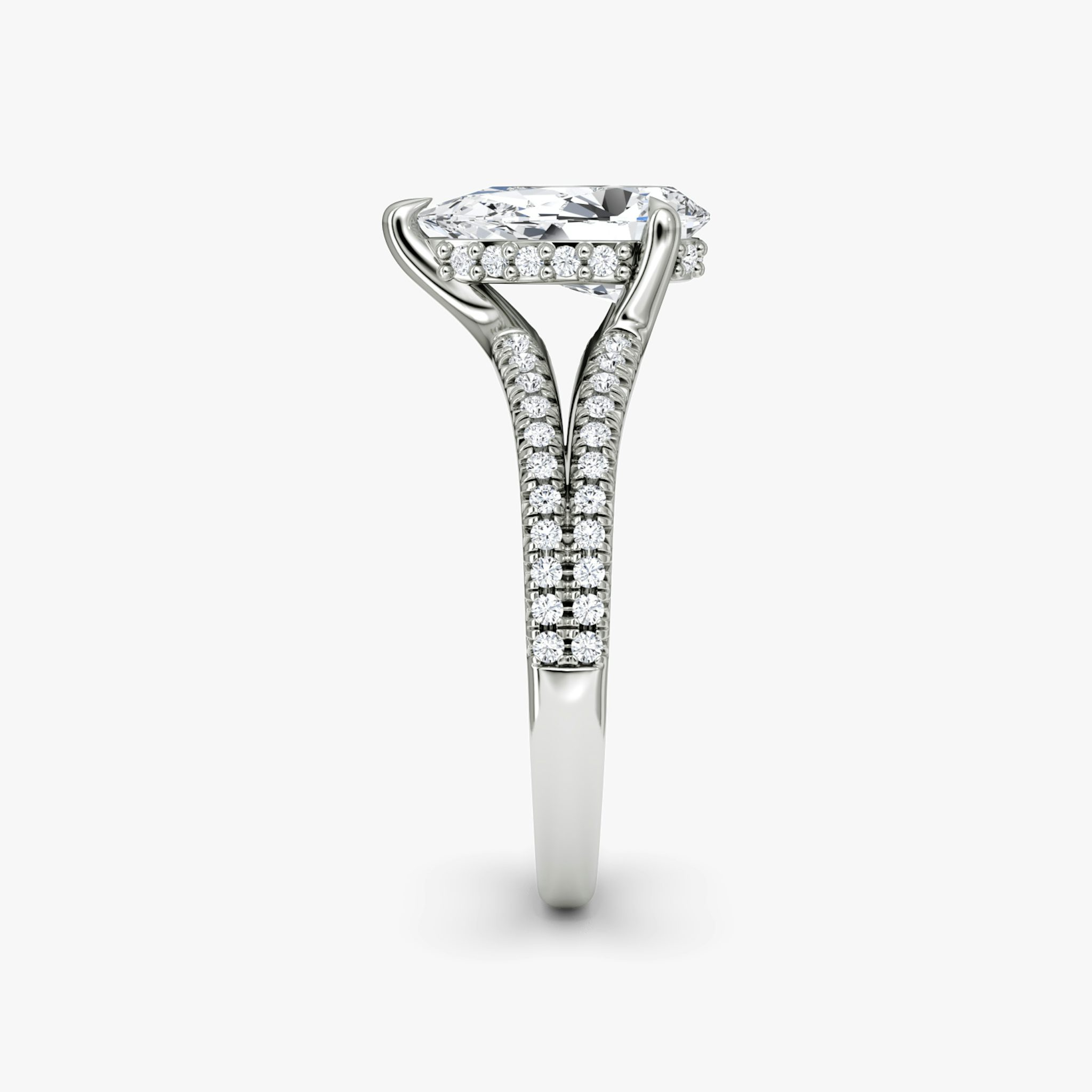 The Floating Split Band | Pear | 18k | White Gold | bandAccent: Pavé | diamondOrientation: vertical | caratWeight: other
