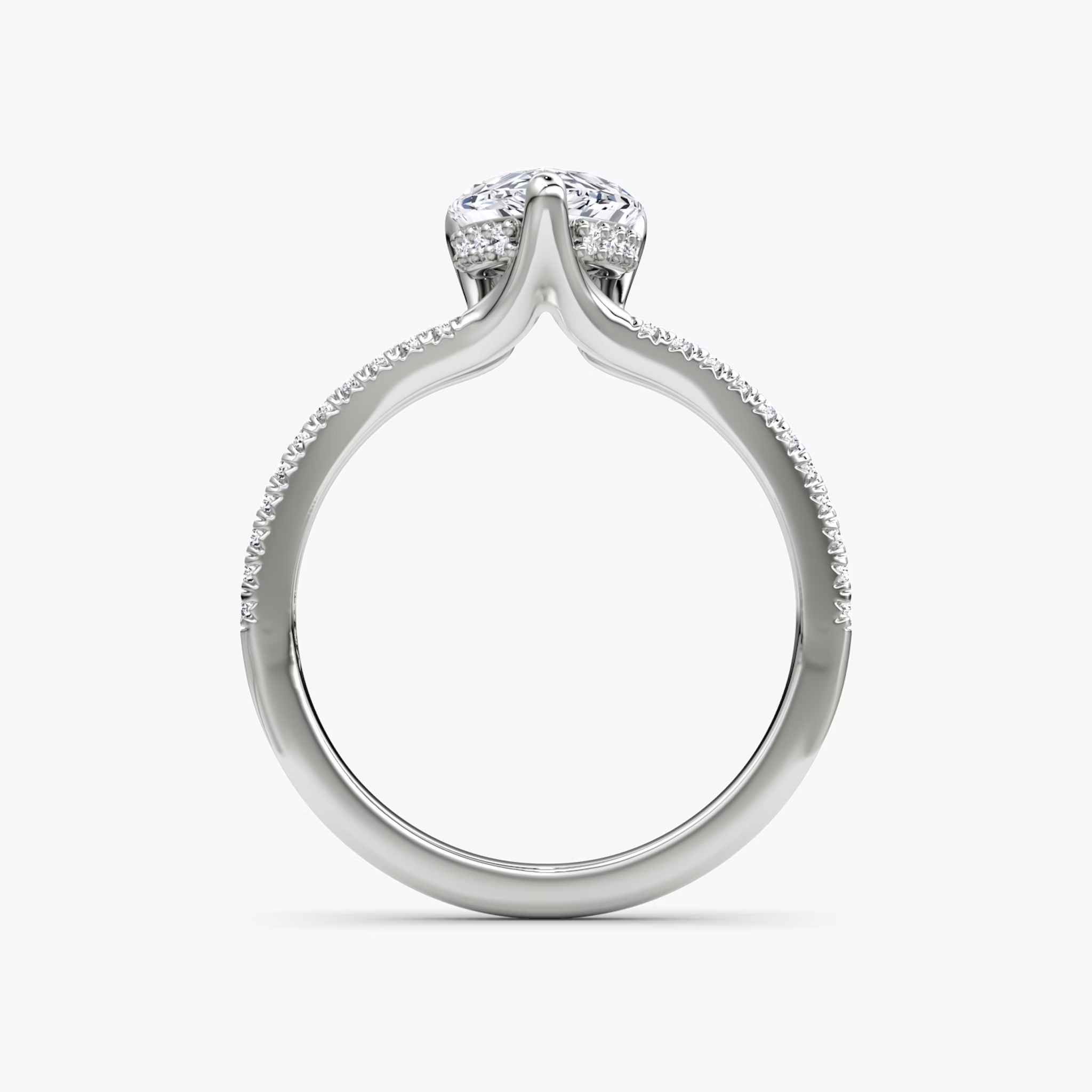 The Floating Split Band | Pear | 18k | White Gold | bandAccent: Pavé | diamondOrientation: vertical | caratWeight: other