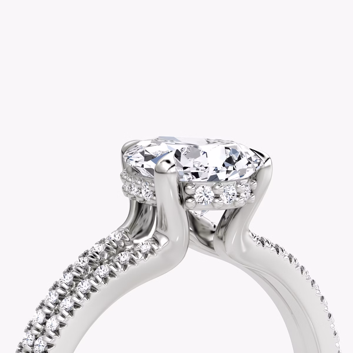 The Floating Split Band | Pear | Platinum | bandAccent: Pavé | diamondOrientation: vertical | caratWeight: other