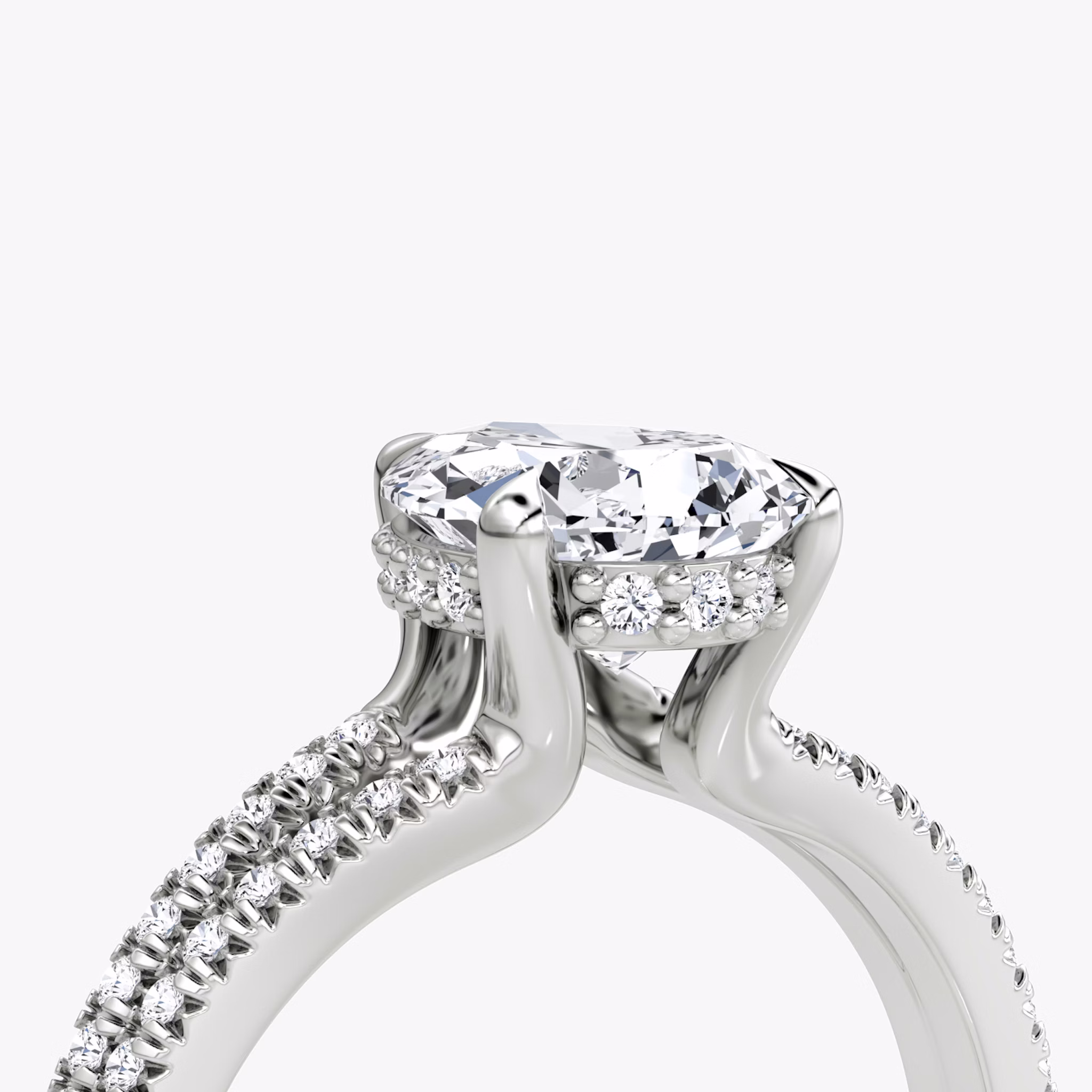 The Floating Split Band | Pear | 18k | White Gold | bandAccent: Pavé | diamondOrientation: vertical | caratWeight: other