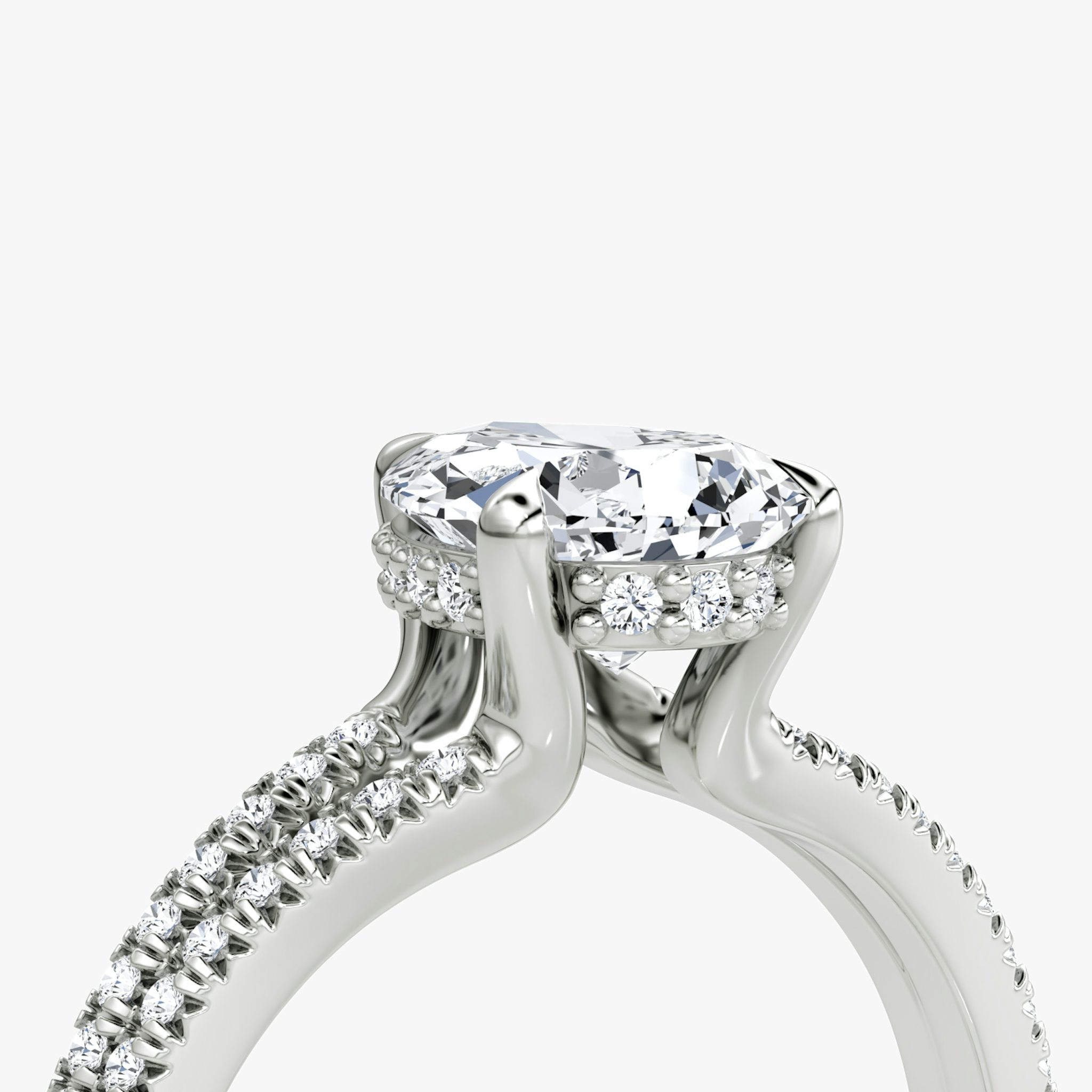 The Floating Split Band | Pear | 18k | White Gold | bandAccent: Pavé | diamondOrientation: vertical | caratWeight: other