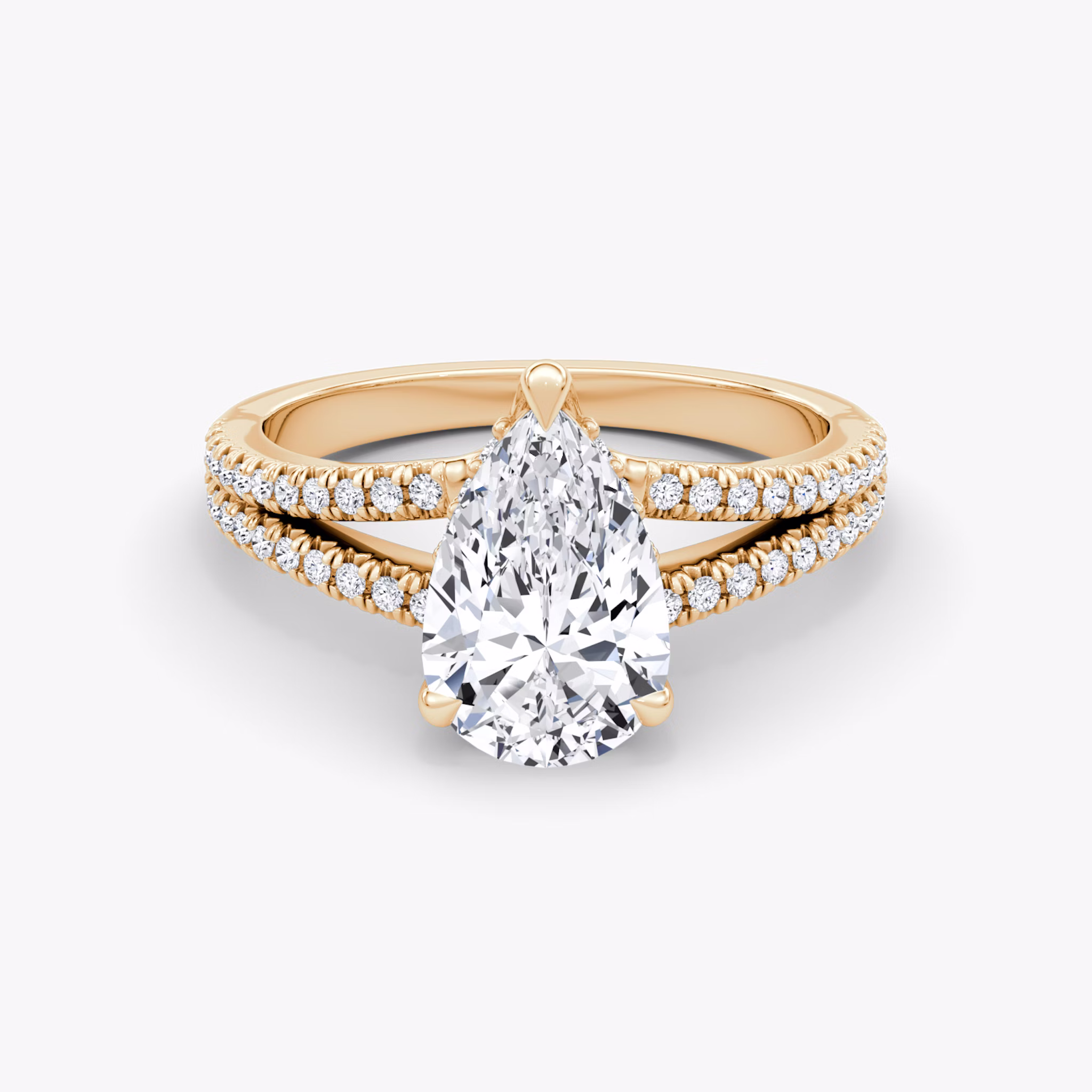 The Floating Split Band | Pear | 14k | Rose Gold | bandAccent: Pavé | diamondOrientation: vertical | caratWeight: other