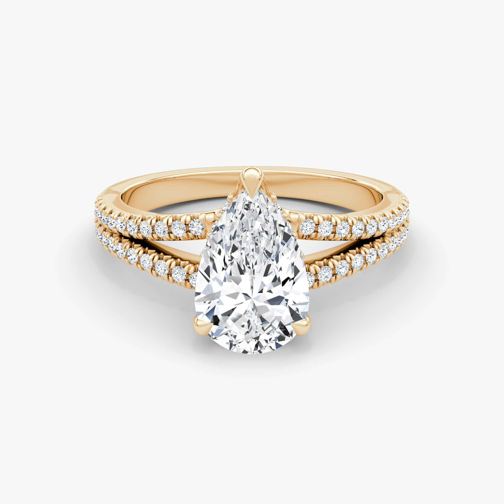 The Floating Split Band | Pear | 14k | Rose Gold | bandAccent: Pavé | diamondOrientation: vertical | caratWeight: other