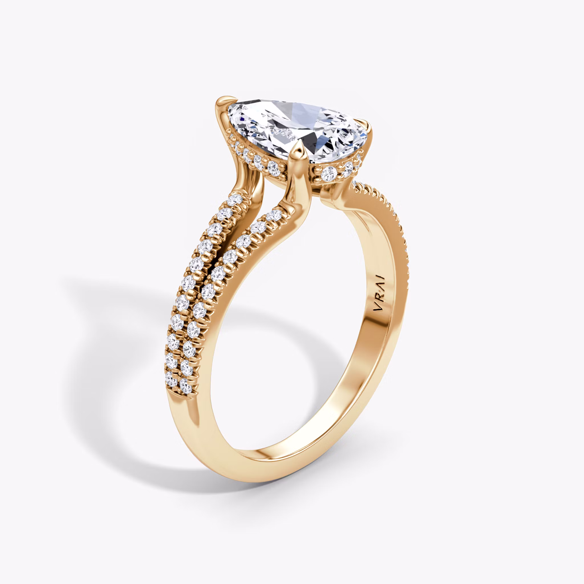 Floating Split Band Pear | Rose Gold