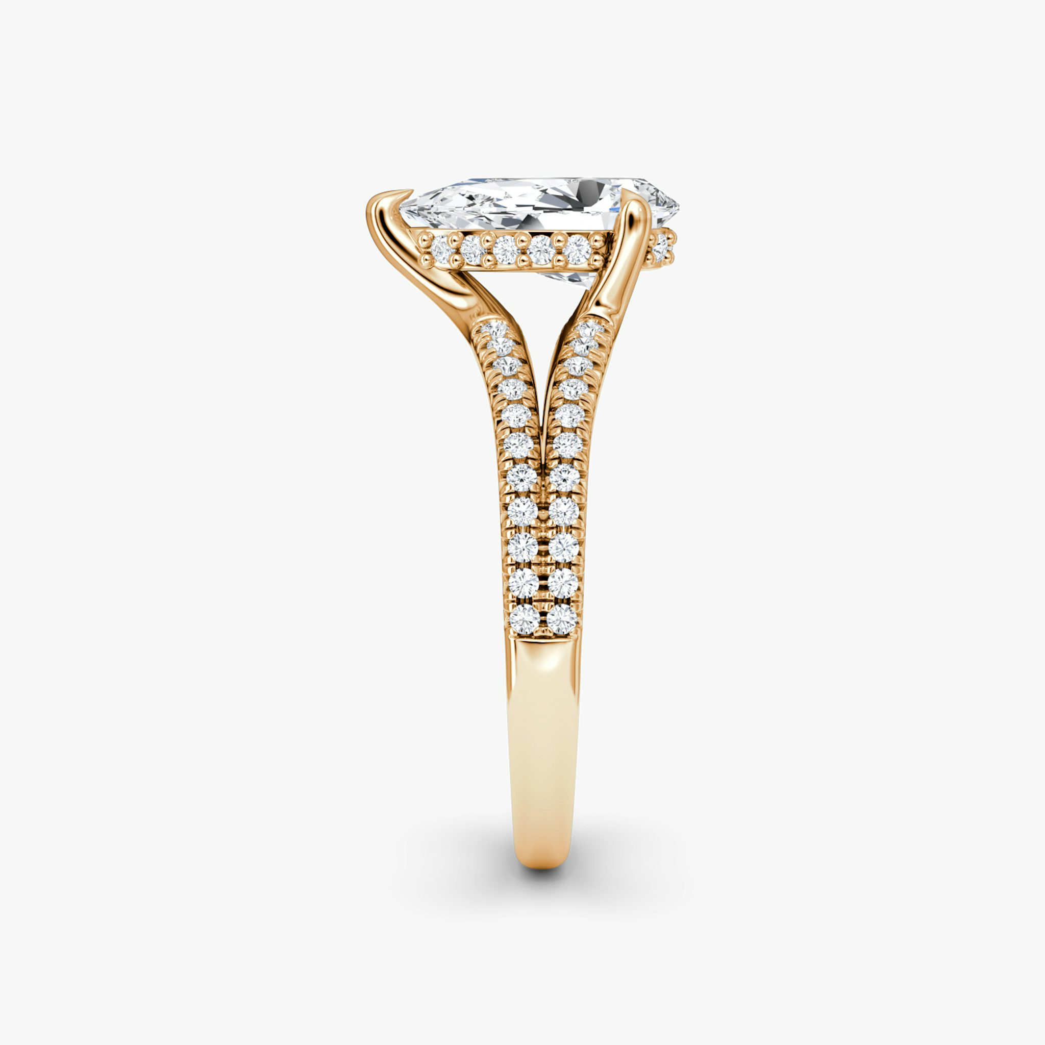 The Floating Split Band | Pear | 14k | Rose Gold | bandAccent: Pavé | diamondOrientation: vertical | caratWeight: other