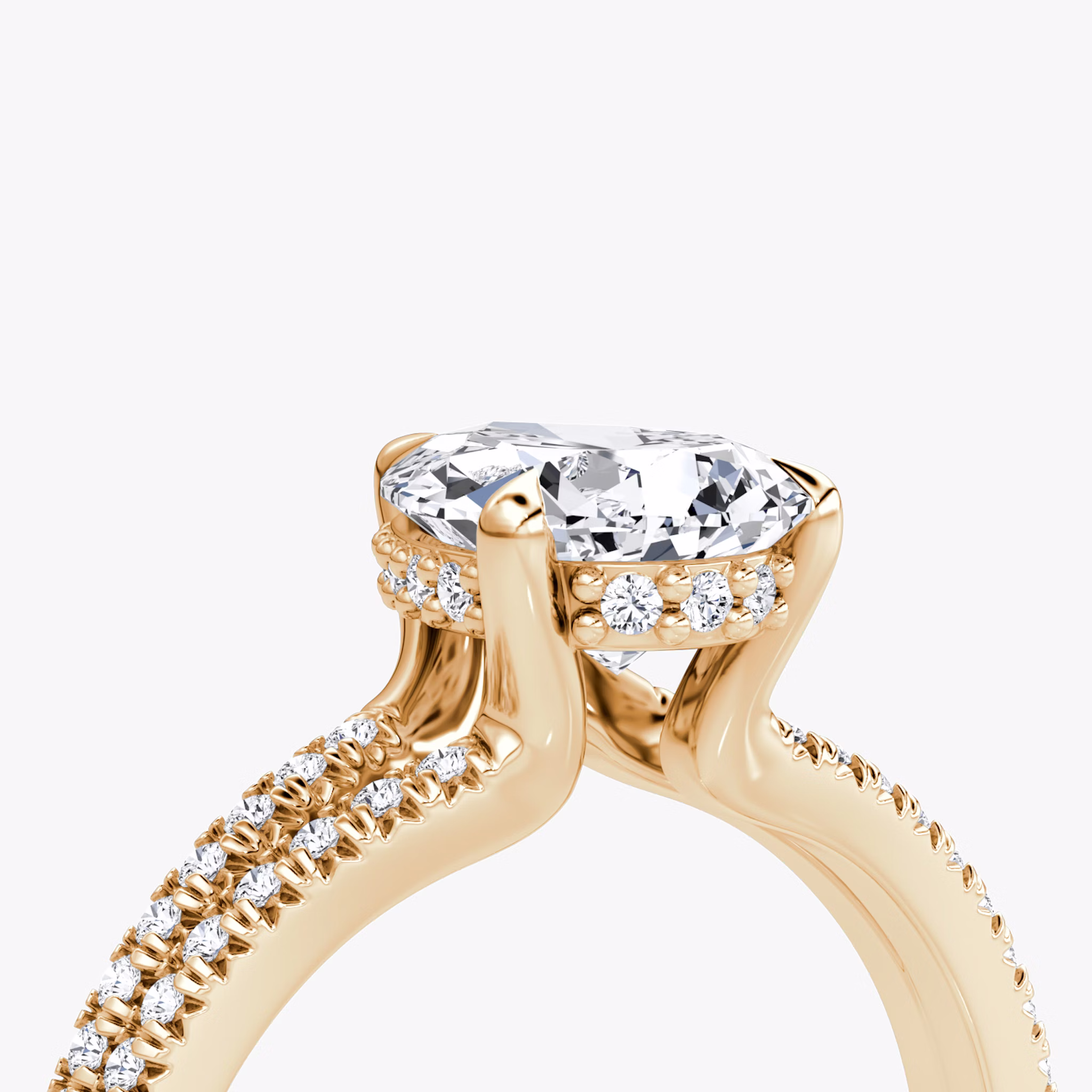 The Floating Split Band | Pear | 14k | Rose Gold | bandAccent: Pavé | diamondOrientation: vertical | caratWeight: other
