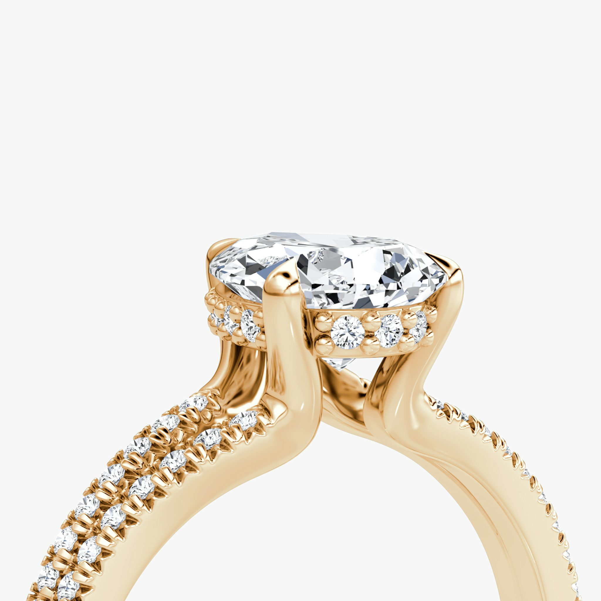 The Floating Split Band | Pear | 14k | Rose Gold | bandAccent: Pavé | diamondOrientation: vertical | caratWeight: other