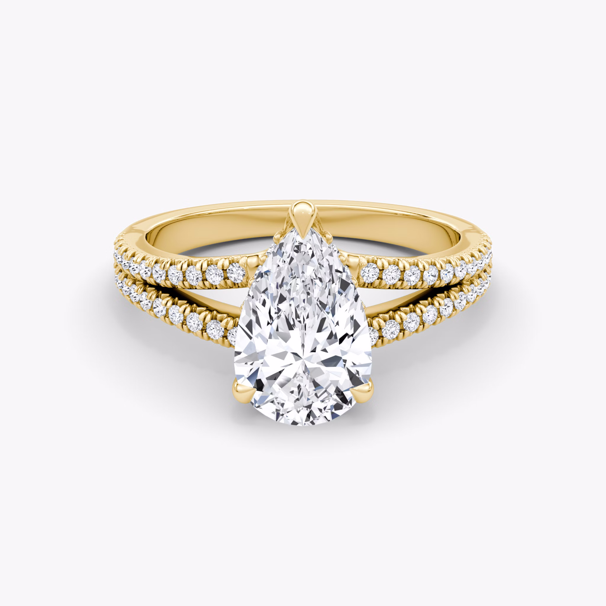 The Floating Split Band | Pear | 18k | Yellow Gold | bandAccent: Pavé | diamondOrientation: vertical | caratWeight: other