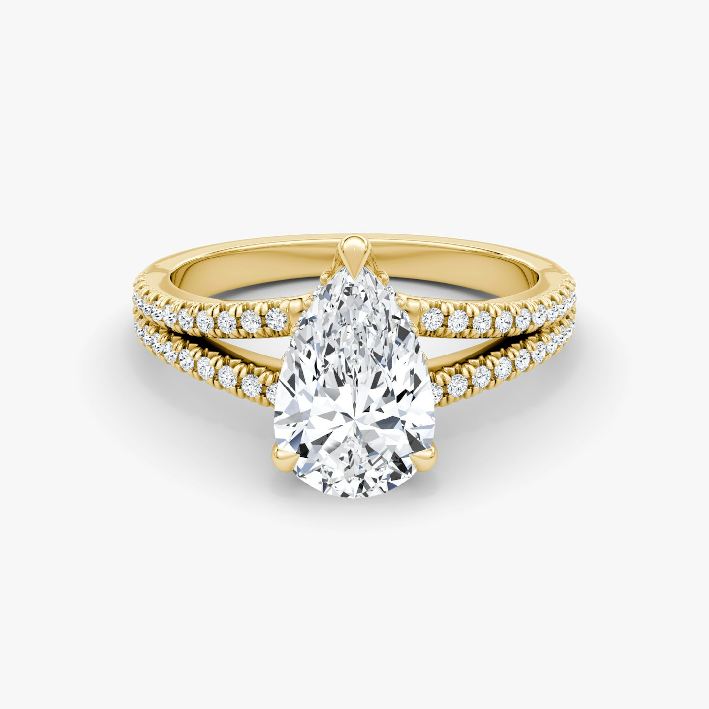 Bague de fiançailles Floating Split Band | Poire | 18k | Or jaune | bandAccent: Pavé | diamondOrientation: vertical | caratWeight: other