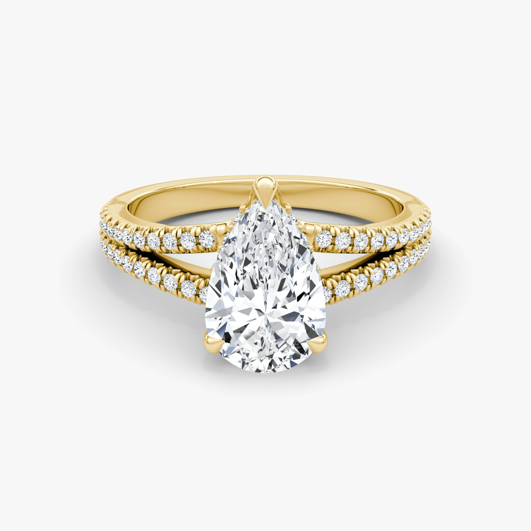The Floating Split Band | Pear | 18k | Yellow Gold | bandAccent: Pavé | diamondOrientation: vertical | caratWeight: other
