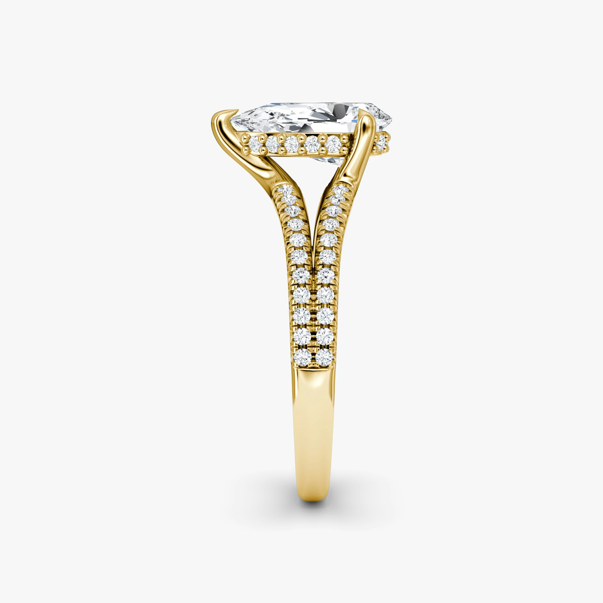 The Floating Split Band | Pear | 18k | Yellow Gold | bandAccent: Pavé | diamondOrientation: vertical | caratWeight: other