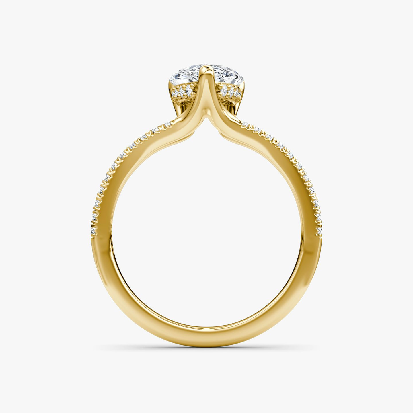 Bague de fiançailles Floating Split Band | Poire | 18k | Or jaune | bandAccent: Pavé | diamondOrientation: vertical | caratWeight: other