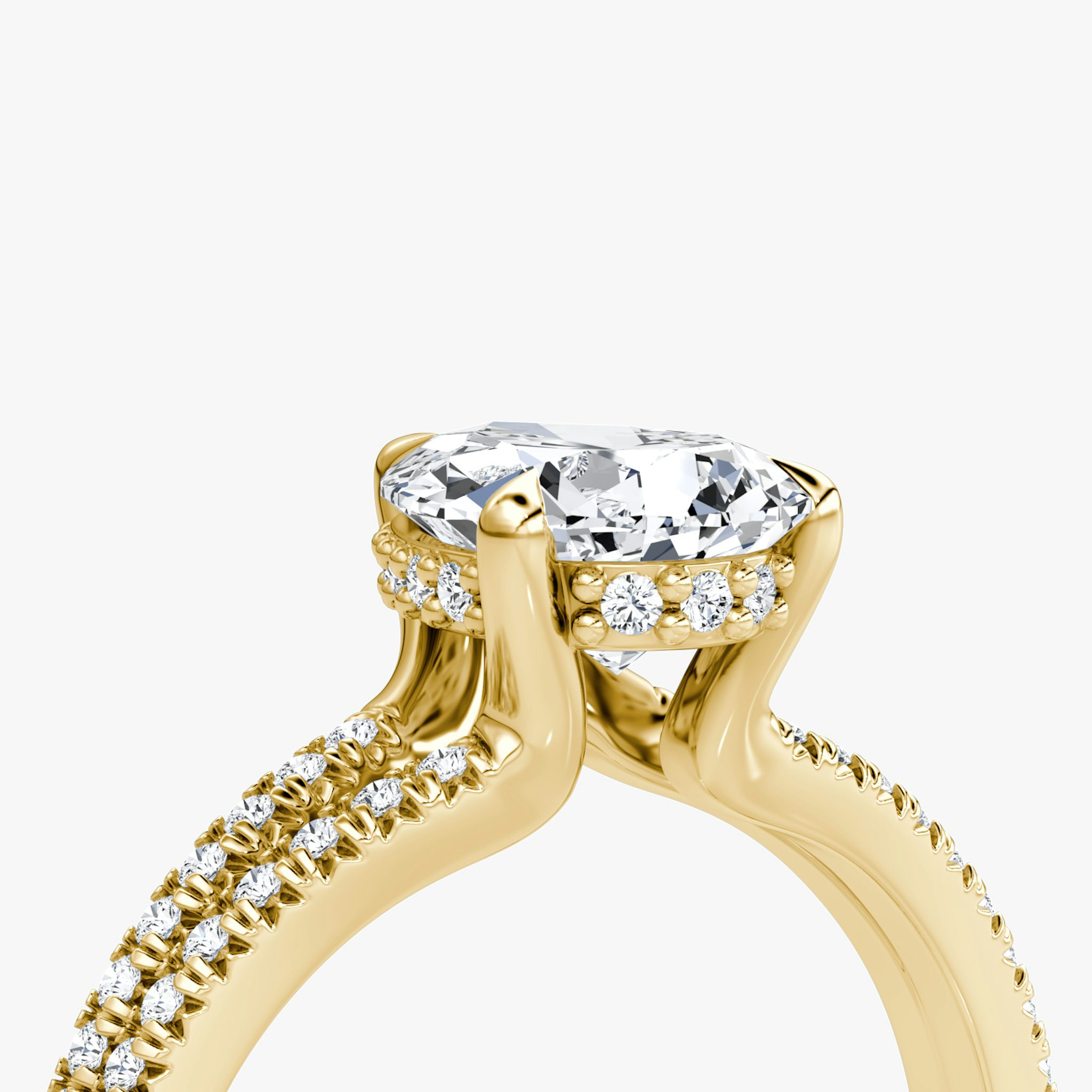 The Floating Split Band | Pear | 18k | Yellow Gold | bandAccent: Pavé | diamondOrientation: vertical | caratWeight: other