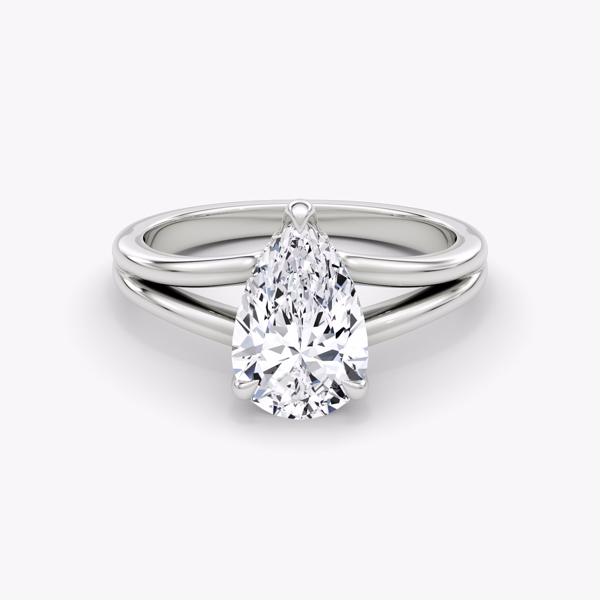 The Floating Split Band | Pear | 18k | White Gold | bandAccent: Plain | diamondOrientation: vertical | caratWeight: other