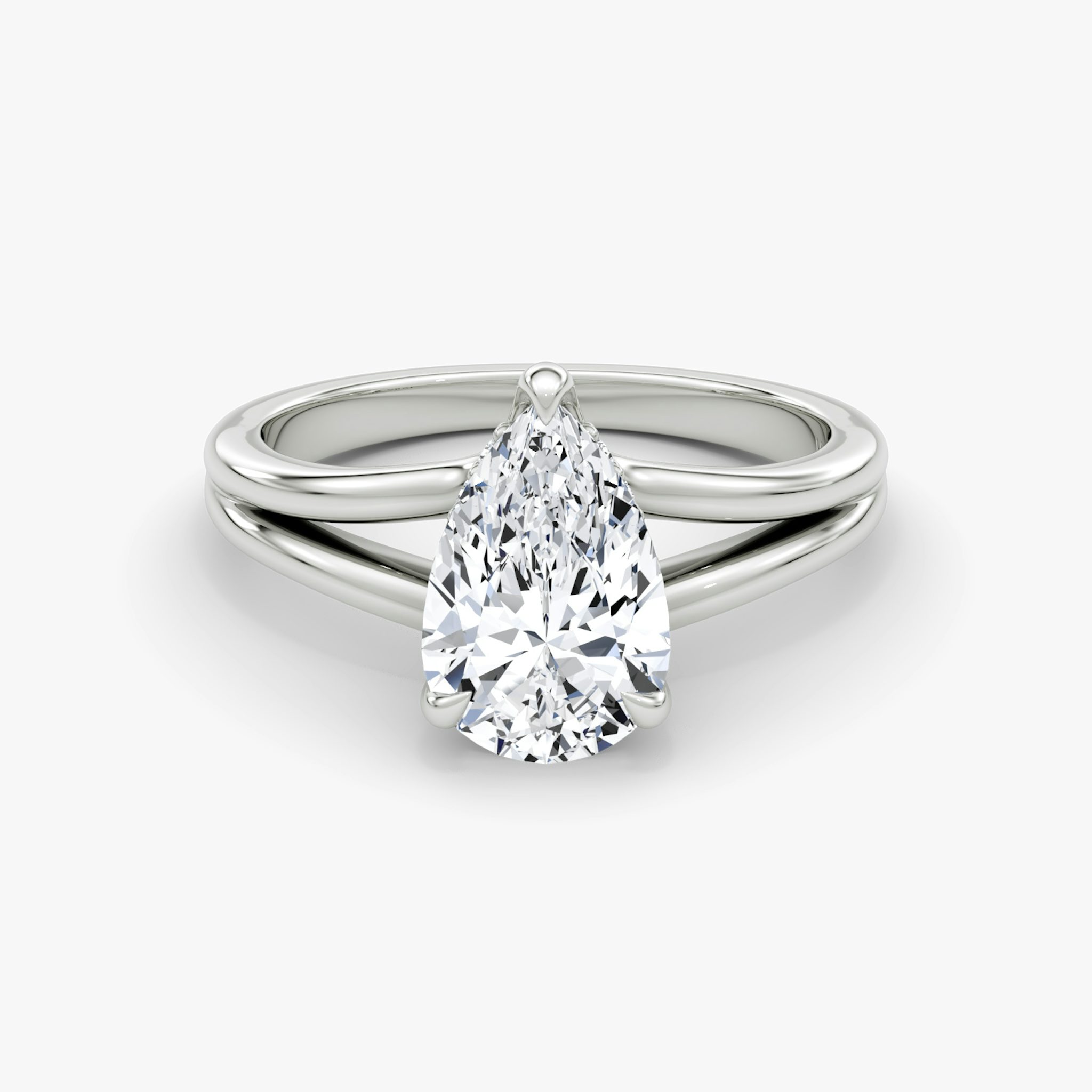 The Floating Split Band | Pear | 18k | White Gold | bandAccent: Plain | diamondOrientation: vertical | caratWeight: other