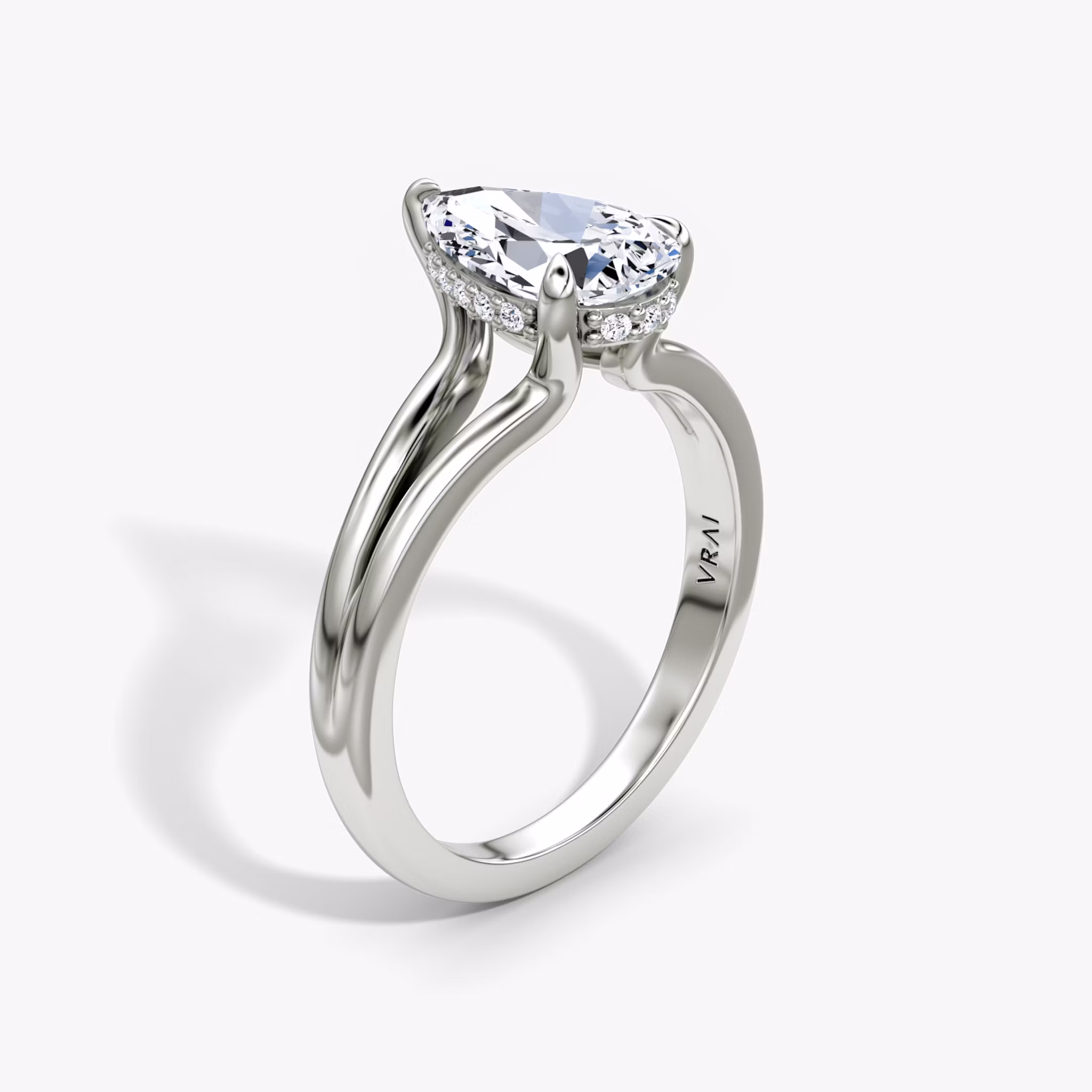 The Floating Split Band Pear | White Gold