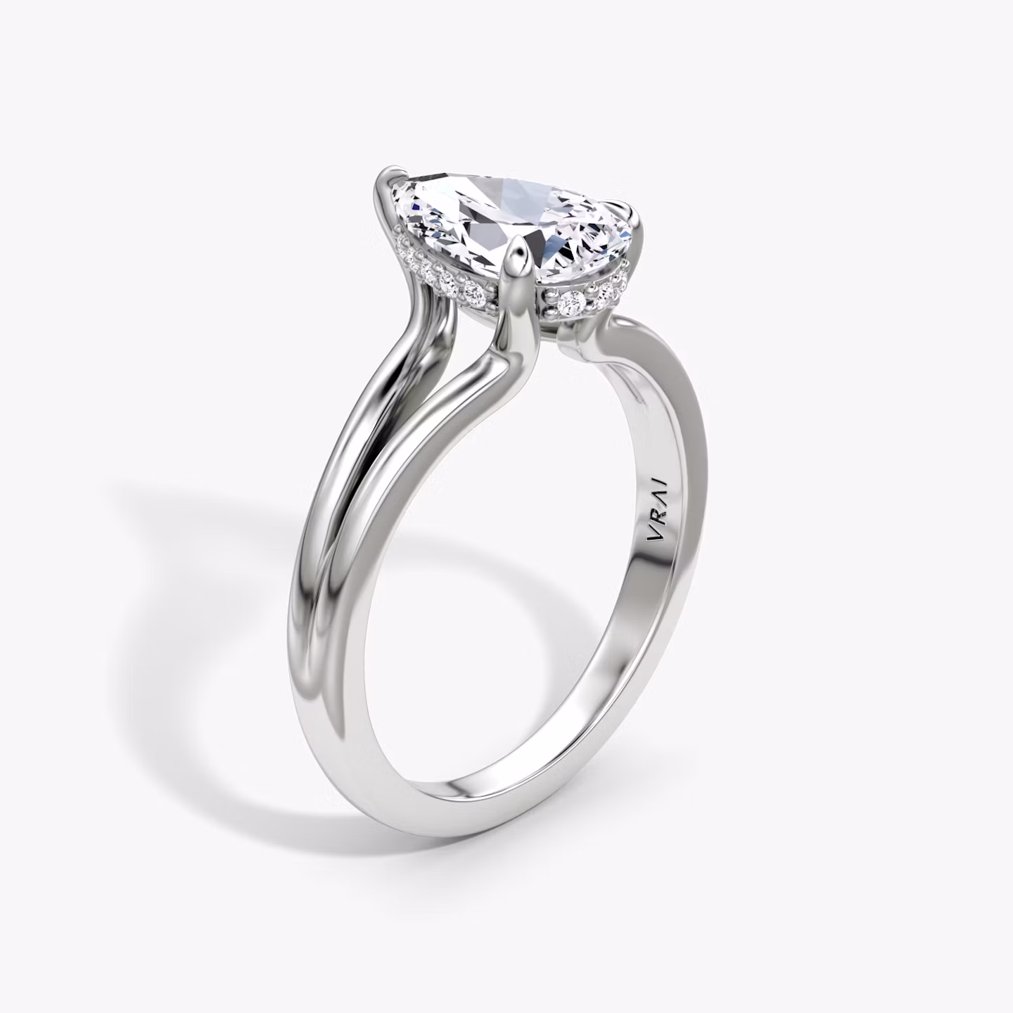 The Floating Split Band | Pear | Platinum | bandAccent: Plain | diamondOrientation: vertical | caratWeight: other