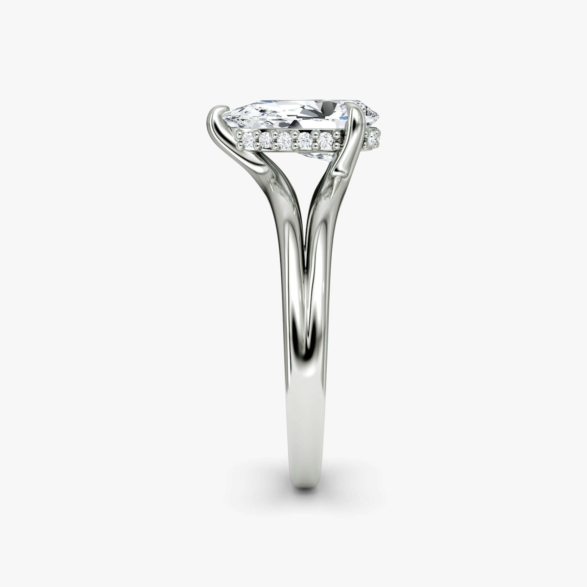 The Floating Split Band | Pear | 18k | White Gold | bandAccent: Plain | diamondOrientation: vertical | caratWeight: other