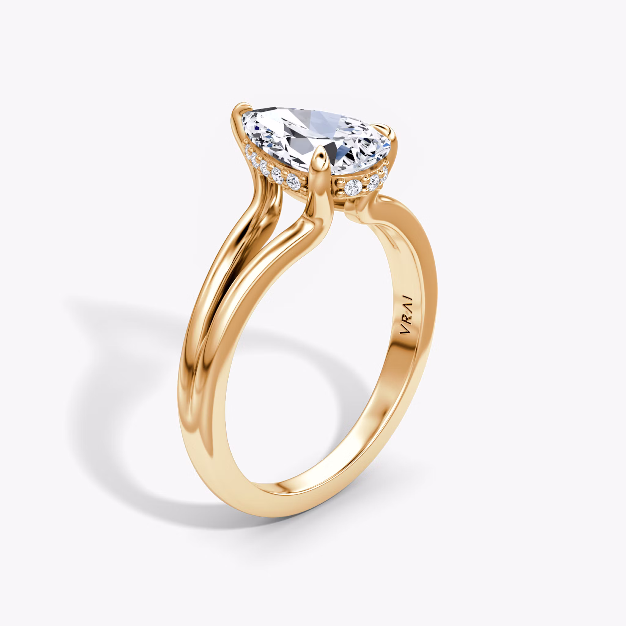 The Floating Split Band Pear | Rose Gold