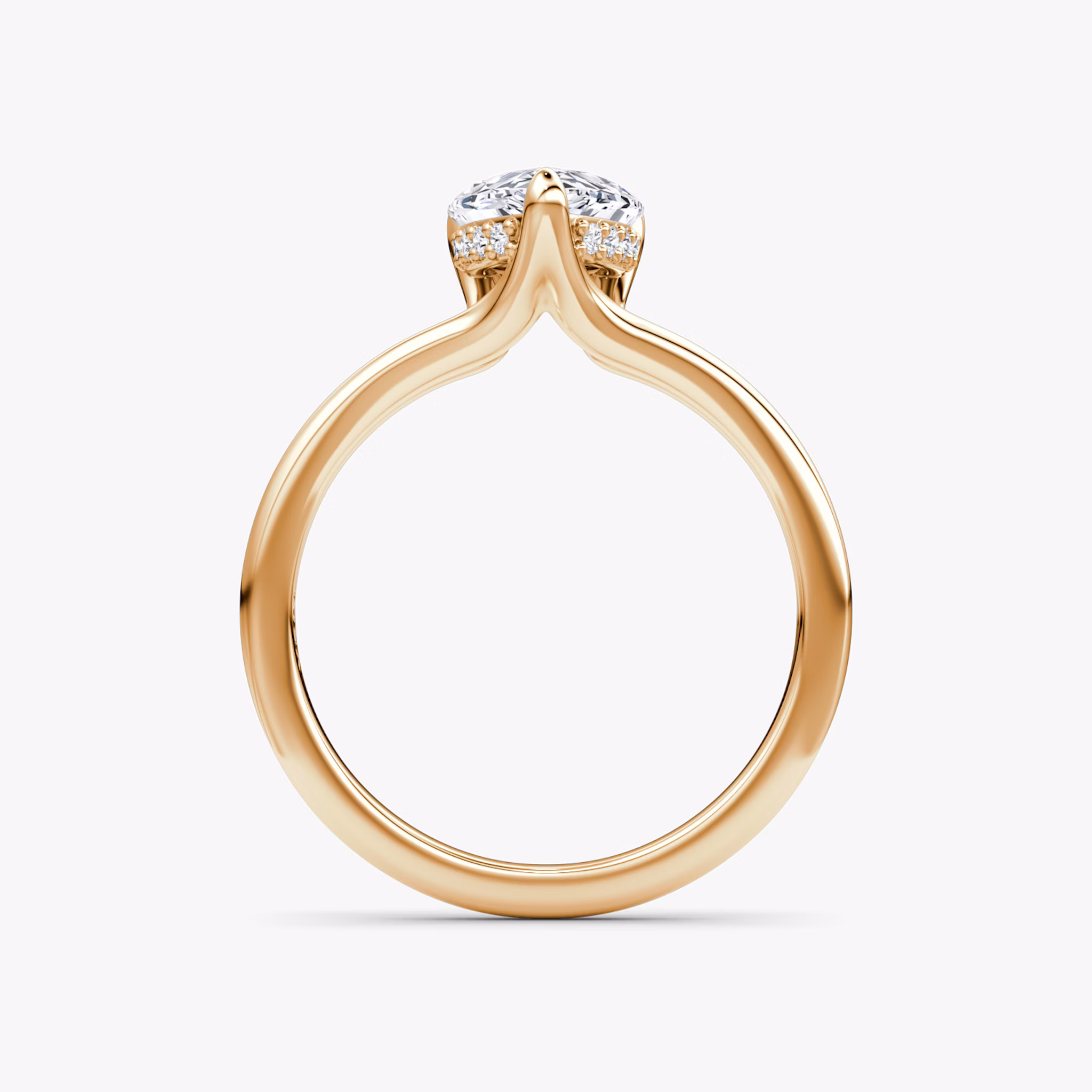 The Floating Split Band | Pear | 14k | Rose Gold | bandAccent: Plain | diamondOrientation: vertical | caratWeight: other