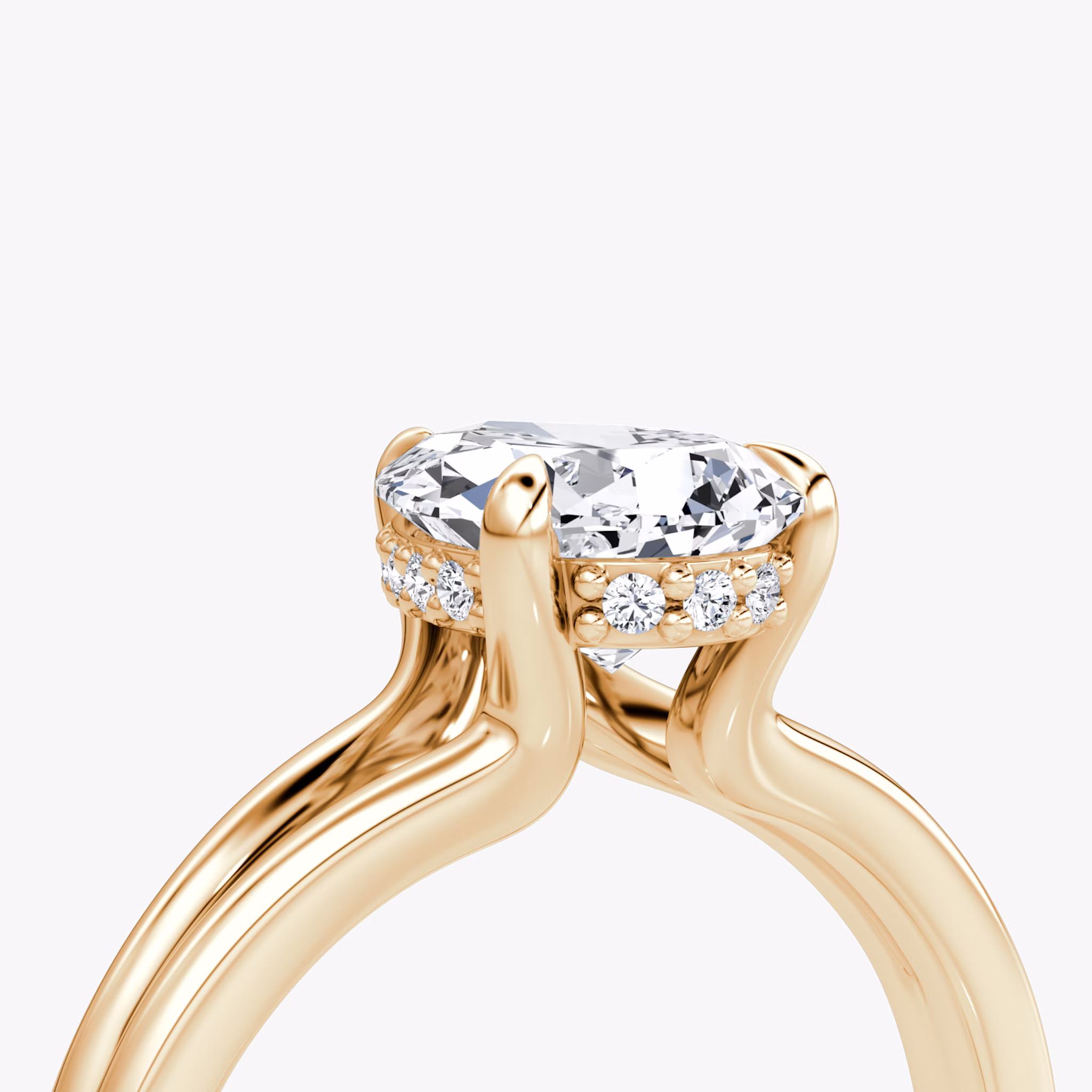 The Floating Split Band | Pear | 14k | Rose Gold | bandAccent: Plain | diamondOrientation: vertical | caratWeight: other