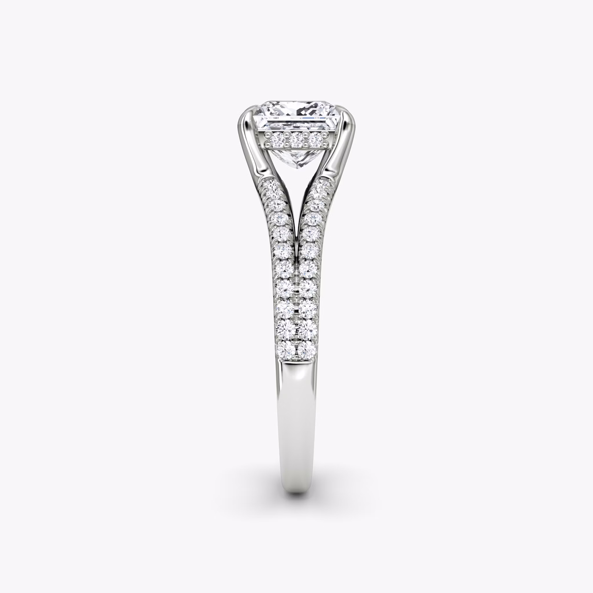 The Floating Split Band | Princess | Platinum | bandAccent: Pavé | diamondOrientation: vertical | caratWeight: other