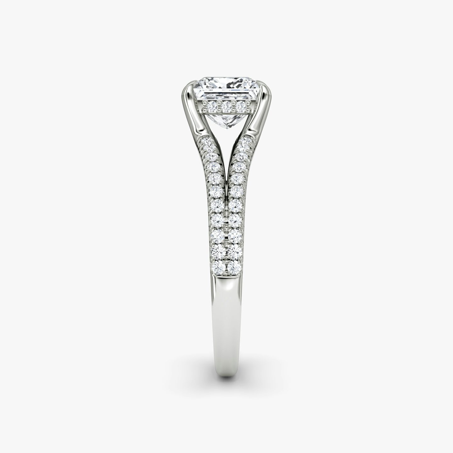 The Floating Split Band | Princess | Platinum | bandAccent: Pavé | diamondOrientation: vertical | caratWeight: other