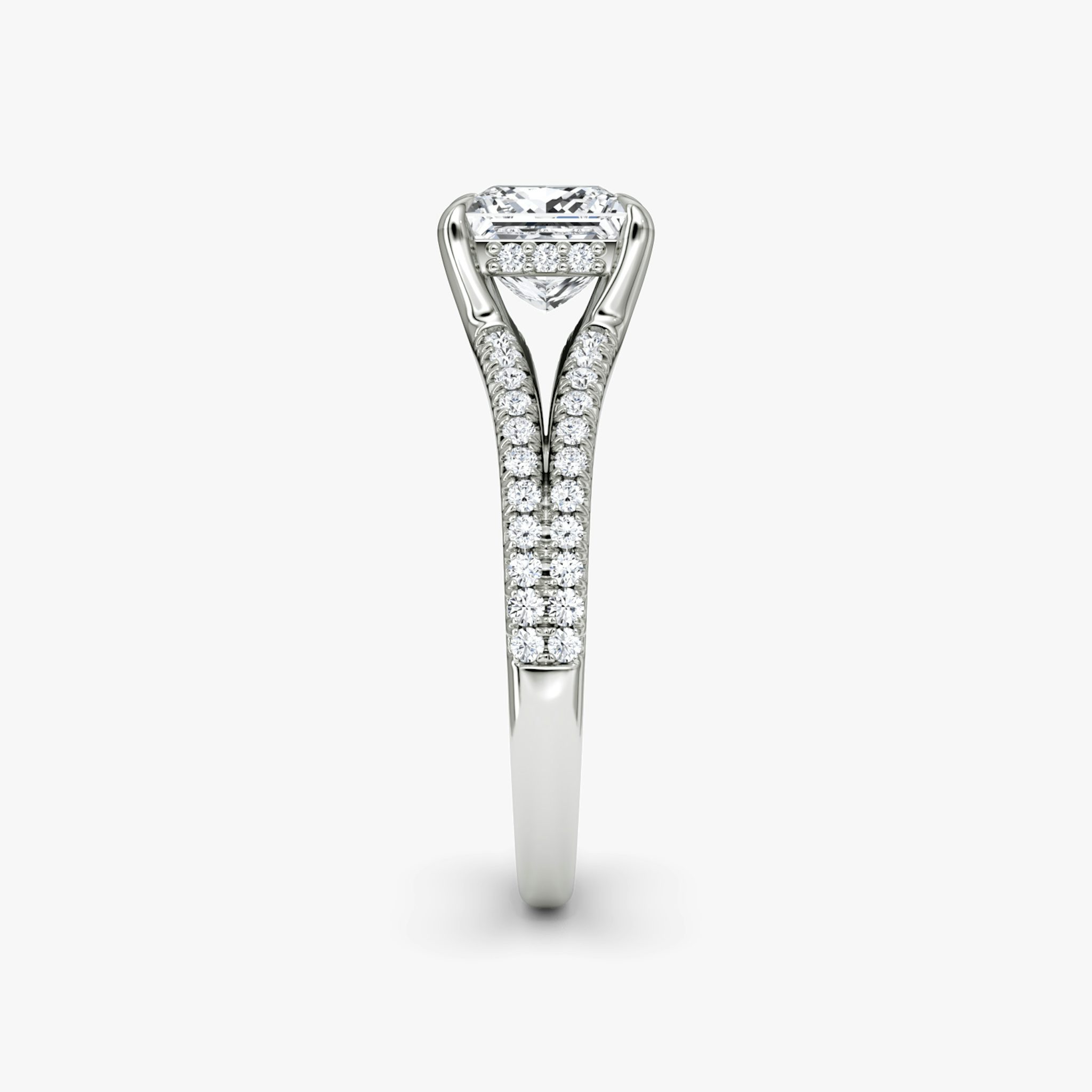 The Floating Split Band | Princess | Platinum | bandAccent: Pavé | diamondOrientation: vertical | caratWeight: other