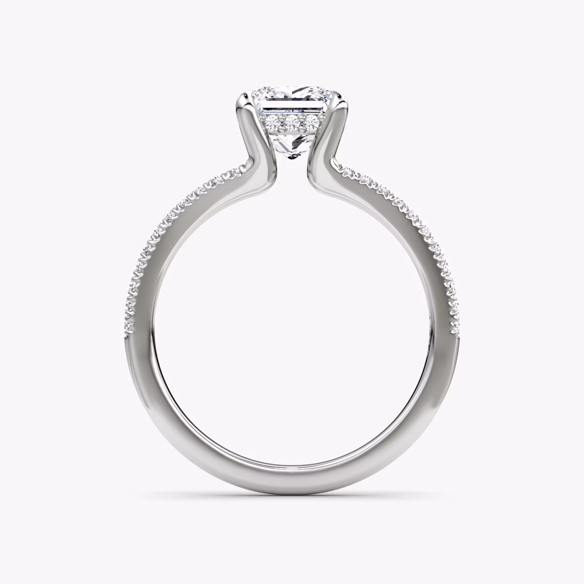 The Floating Split Band | Princess | 18k | White Gold | bandAccent: Pavé | diamondOrientation: vertical | caratWeight: other