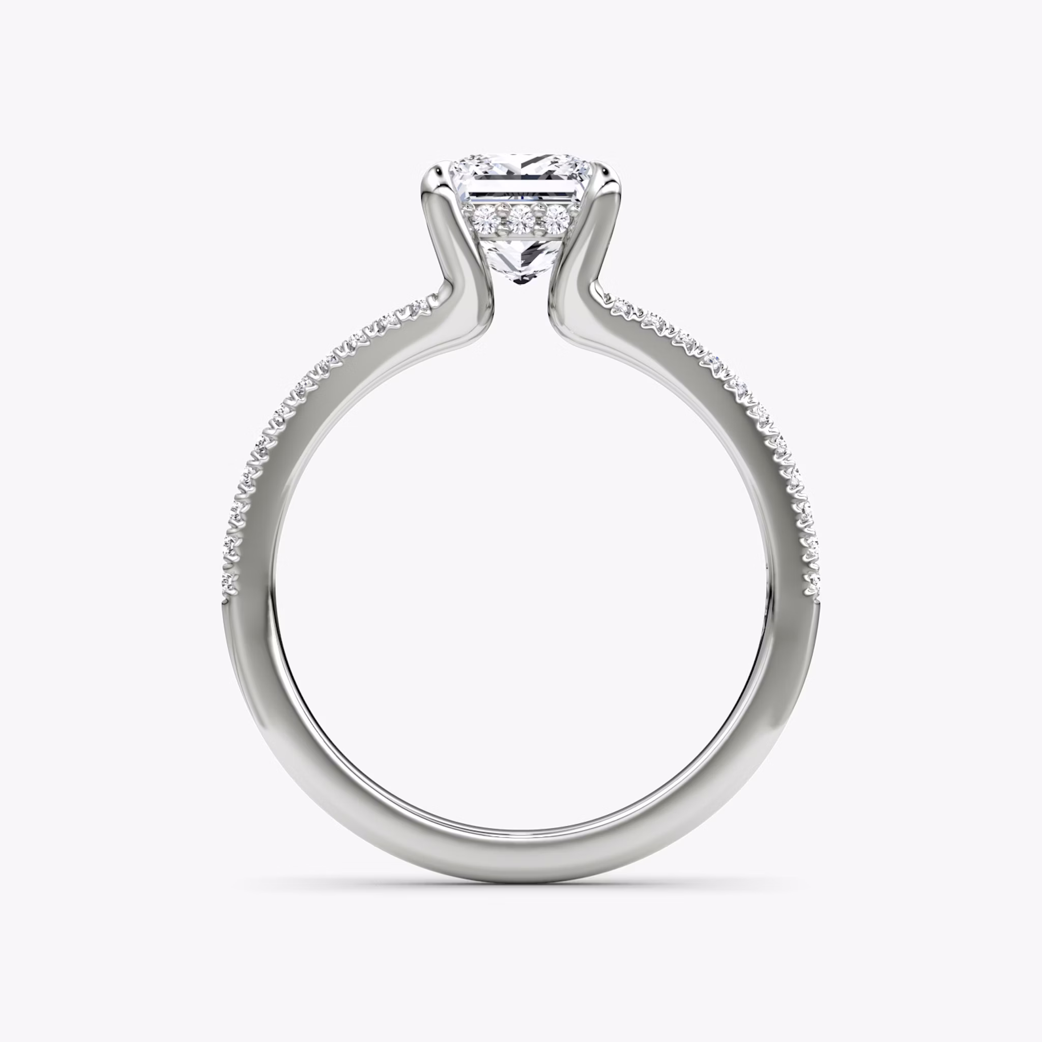The Floating Split Band | Princess | Platinum | bandAccent: Pavé | diamondOrientation: vertical | caratWeight: other