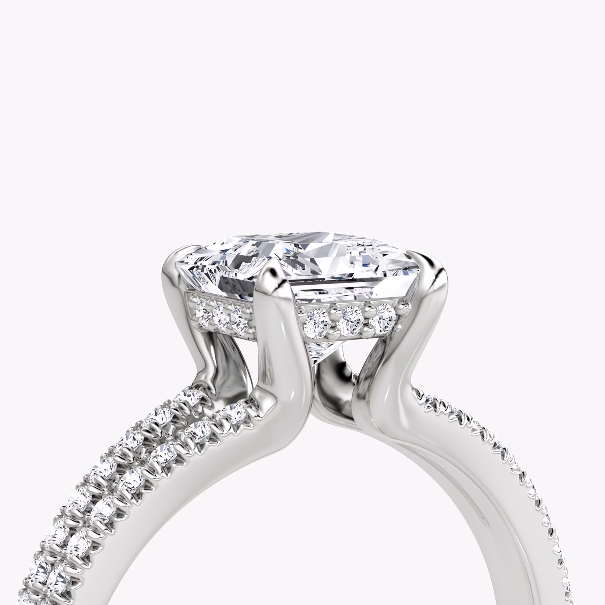 The Floating Split Band | Princess | Platinum | bandAccent: Pavé | diamondOrientation: vertical | caratWeight: other