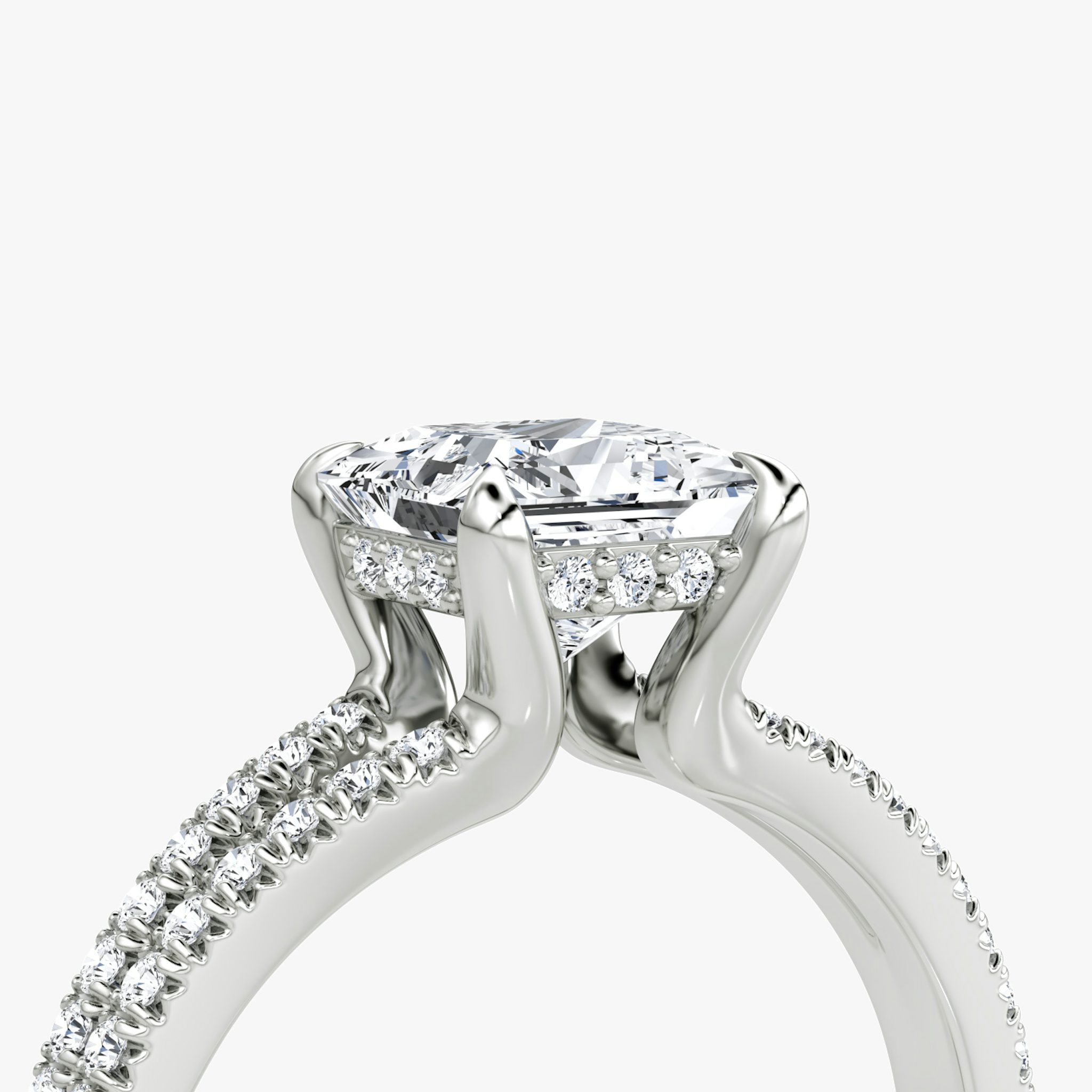 The Floating Split Band | Princess | Platinum | bandAccent: Pavé | diamondOrientation: vertical | caratWeight: other