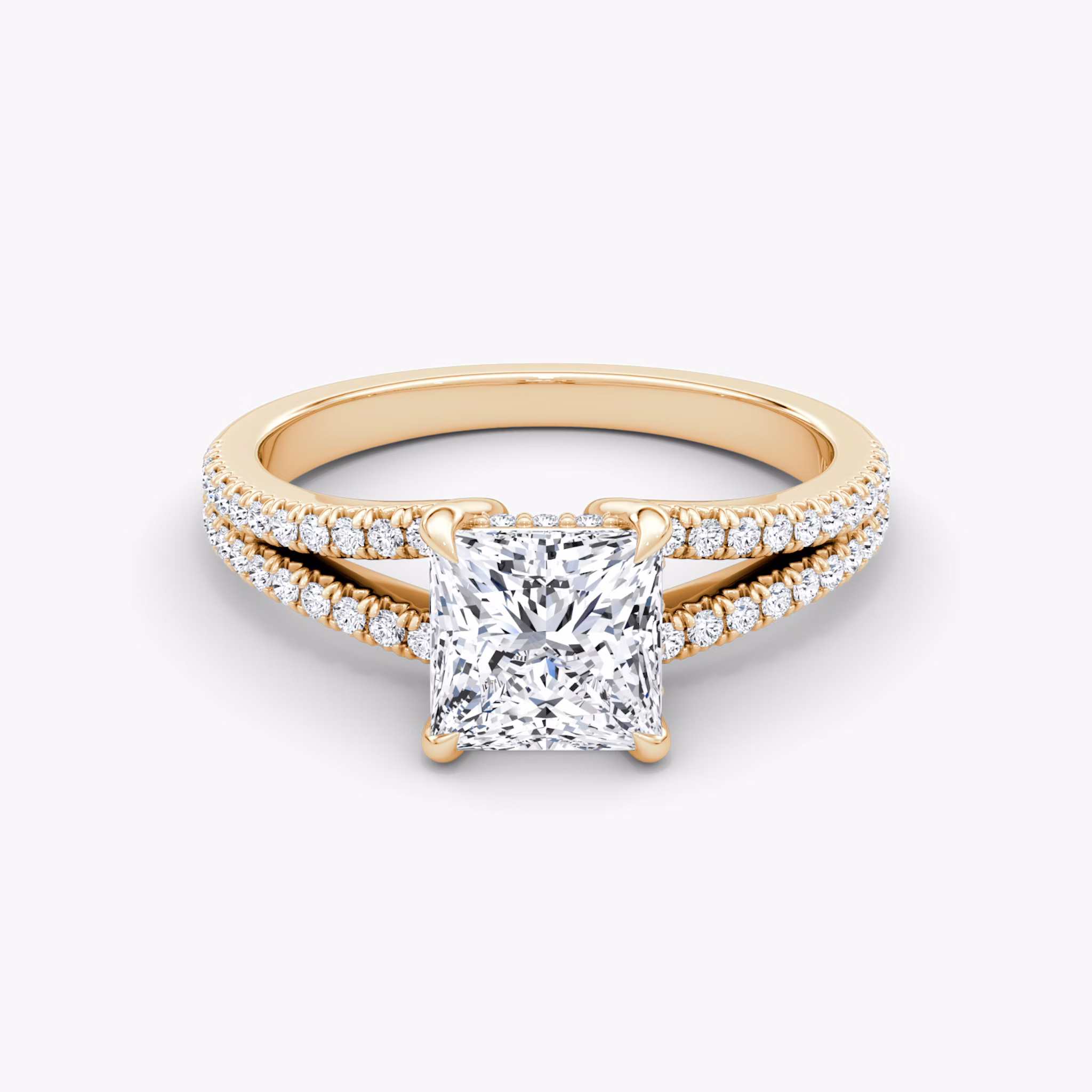 The Floating Split Band | Princess | 14k | Rose Gold | bandAccent: Pavé | diamondOrientation: vertical | caratWeight: other
