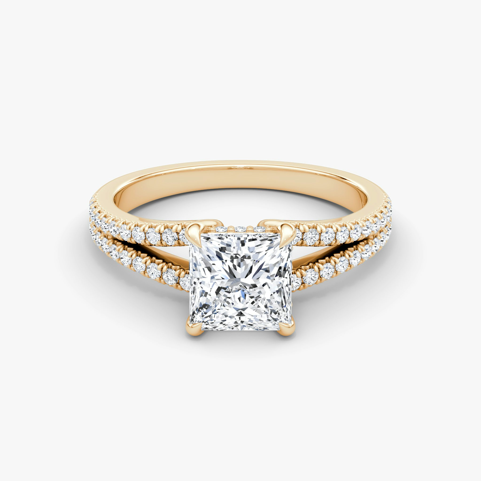 The Floating Split Band | Princess | 14k | Rose Gold | bandAccent: Pavé | diamondOrientation: vertical | caratWeight: other