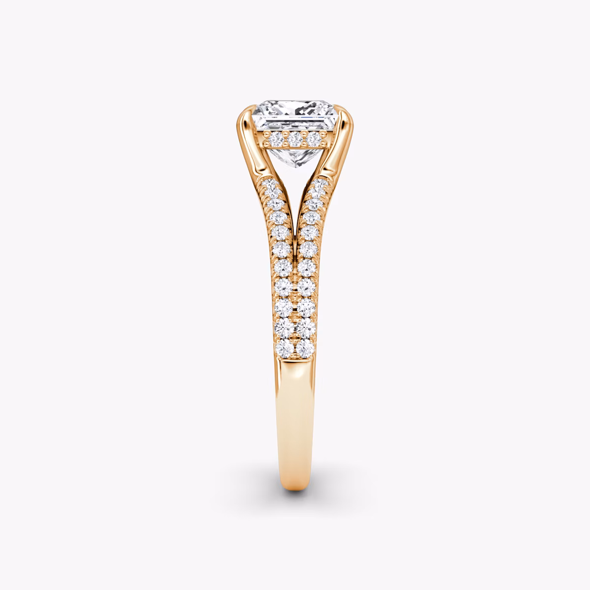 The Floating Split Band | Princess | 14k | Rose Gold | bandAccent: Pavé | diamondOrientation: vertical | caratWeight: other