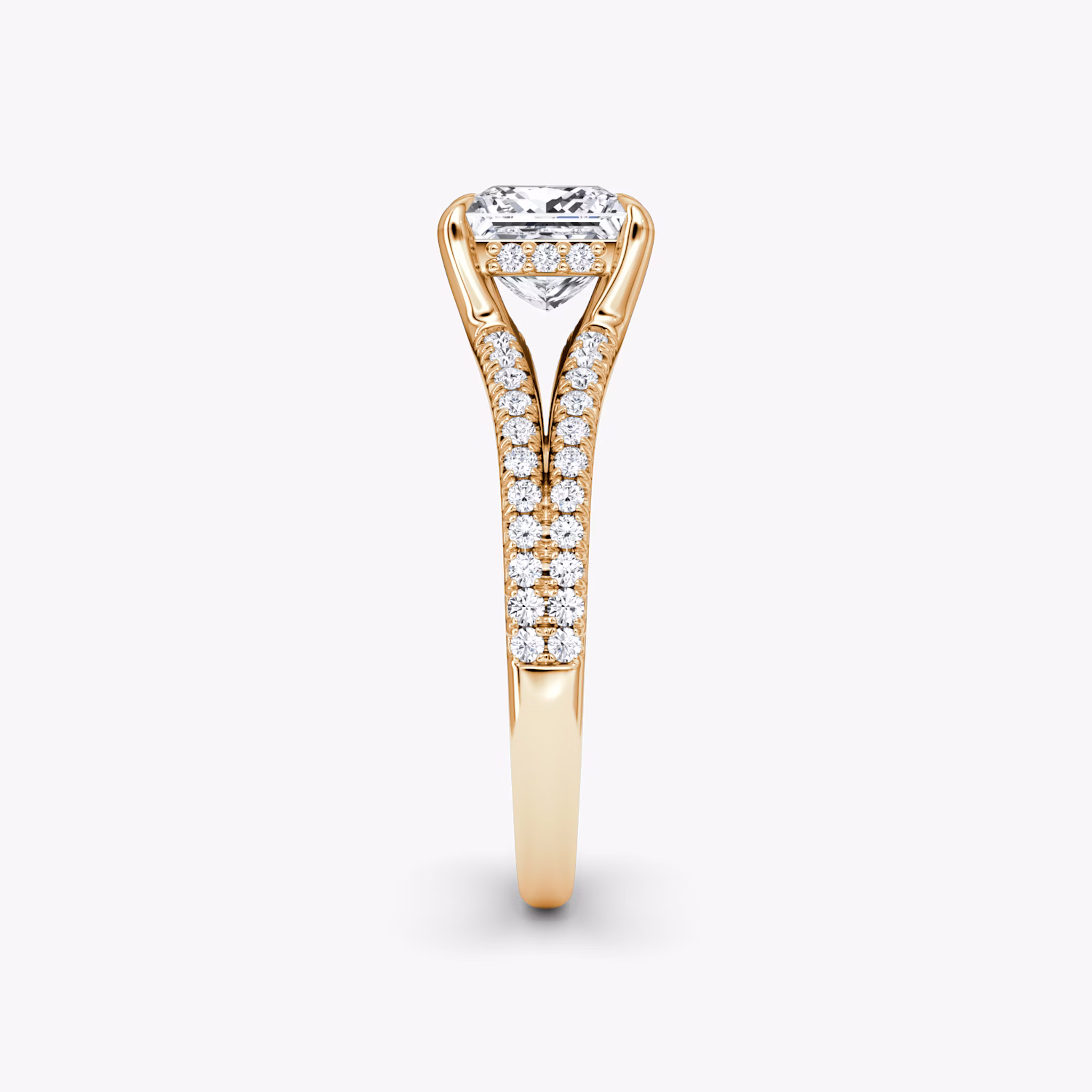 The Floating Split Band | Princess | 14k | Rose Gold | bandAccent: Pavé | diamondOrientation: vertical | caratWeight: other