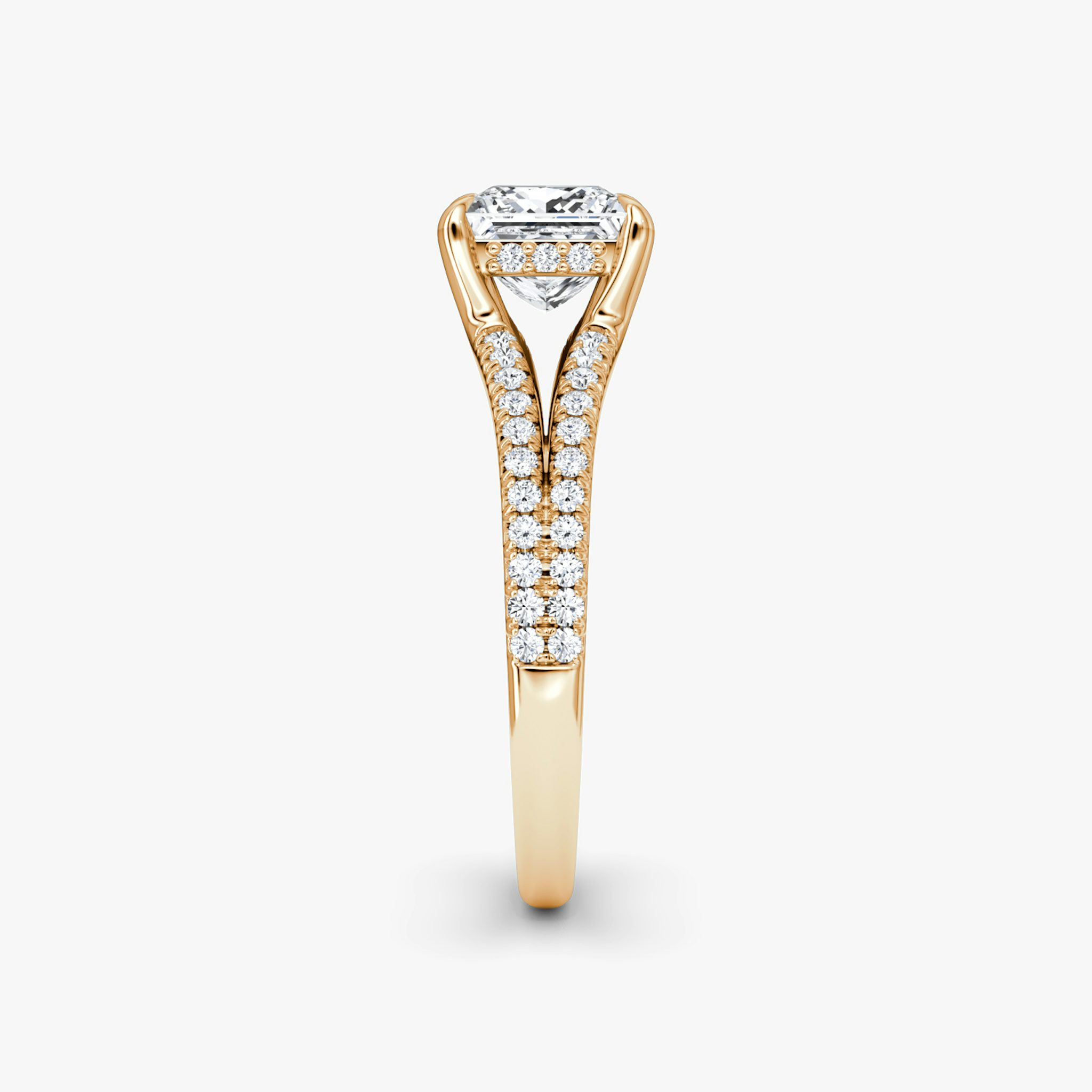 The Floating Split Band | Princess | 14k | Rose Gold | bandAccent: Pavé | diamondOrientation: vertical | caratWeight: other