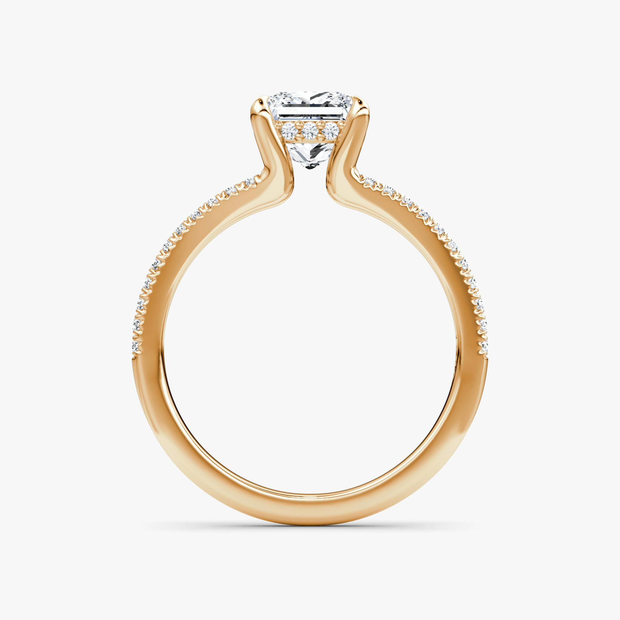 The Floating Split Band | Princess | 14k | Rose Gold | bandAccent: Pavé | diamondOrientation: vertical | caratWeight: other