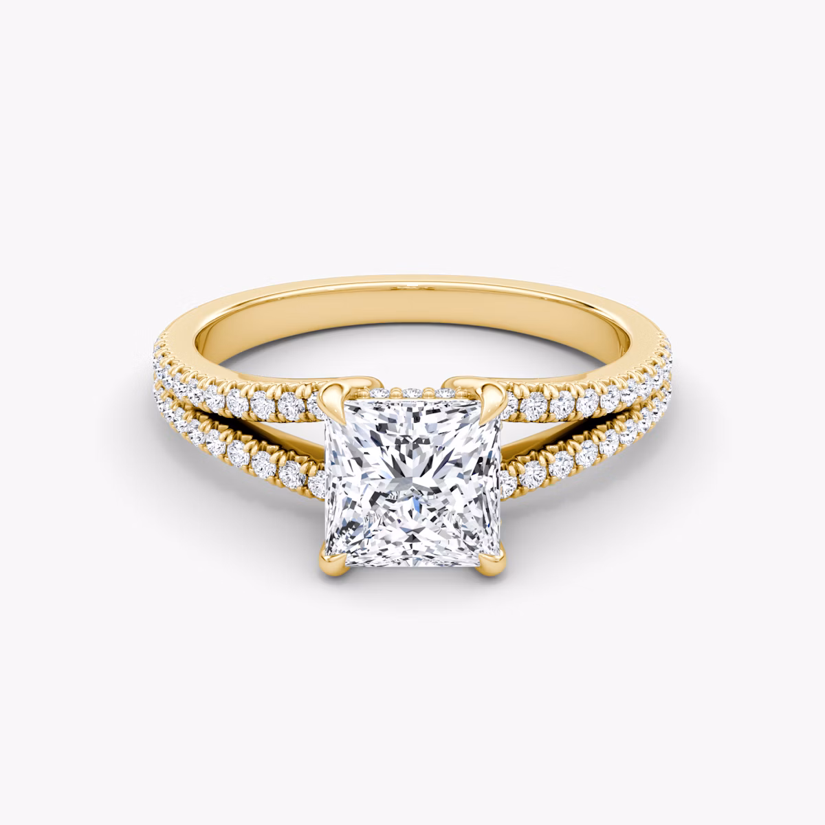 The Floating Split Band | Princess | 18k | Yellow Gold | bandAccent: Pavé | diamondOrientation: vertical | caratWeight: other