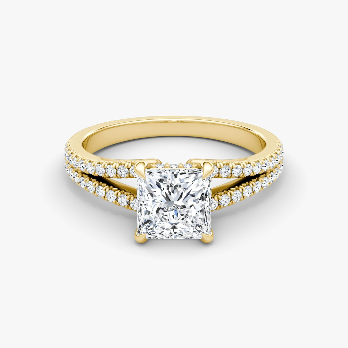 The Floating Split Band | Princess | 18k | Yellow Gold | bandAccent: Pavé | diamondOrientation: vertical | caratWeight: other