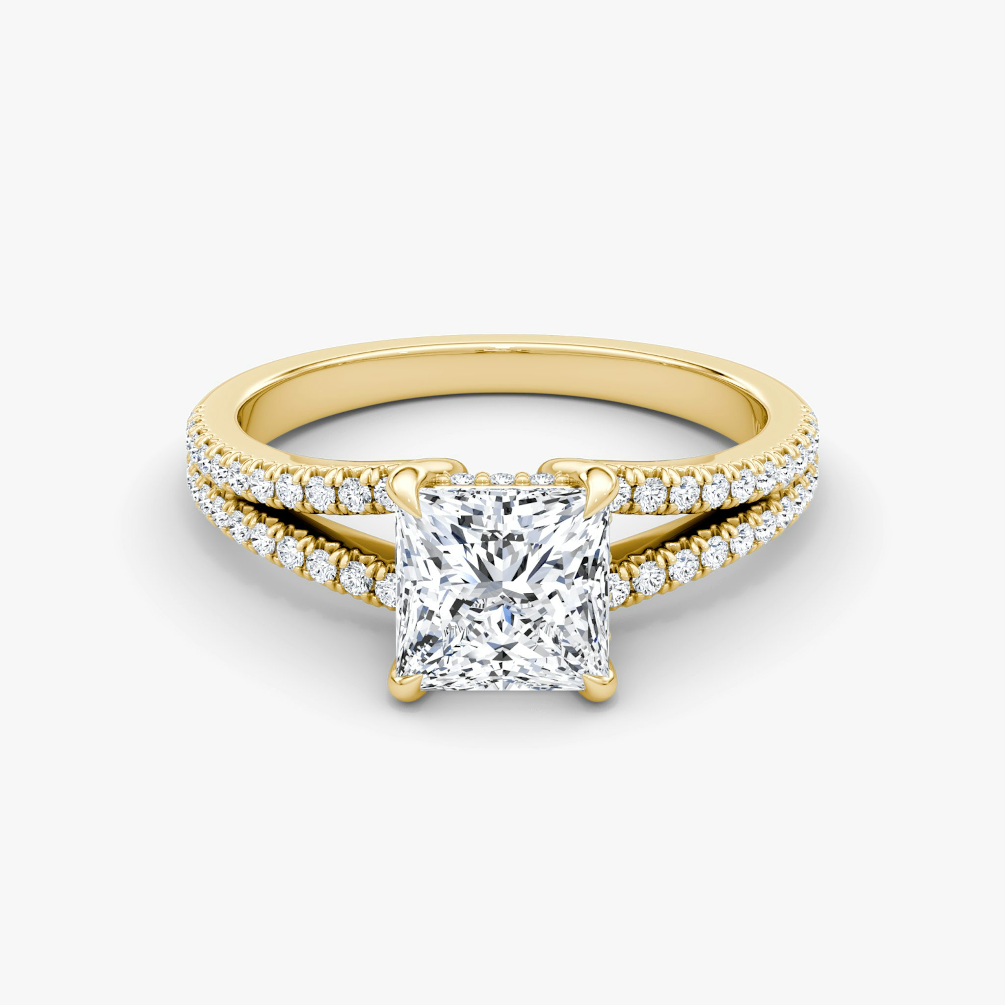 The Floating Split Band | Princess | 18k | Yellow Gold | bandAccent: Pavé | diamondOrientation: vertical | caratWeight: other