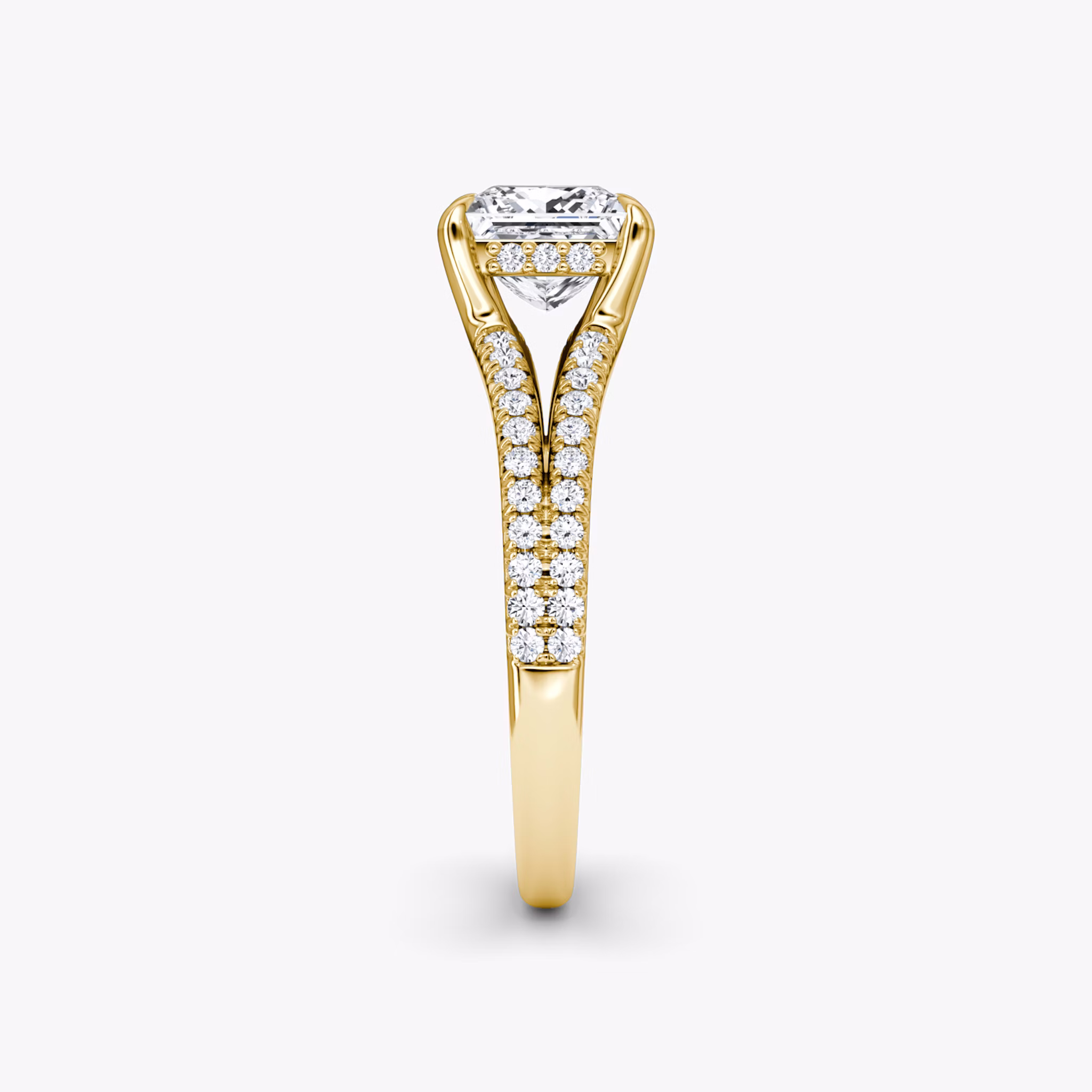 The Floating Split Band | Princess | 18k | Yellow Gold | bandAccent: Pavé | diamondOrientation: vertical | caratWeight: other