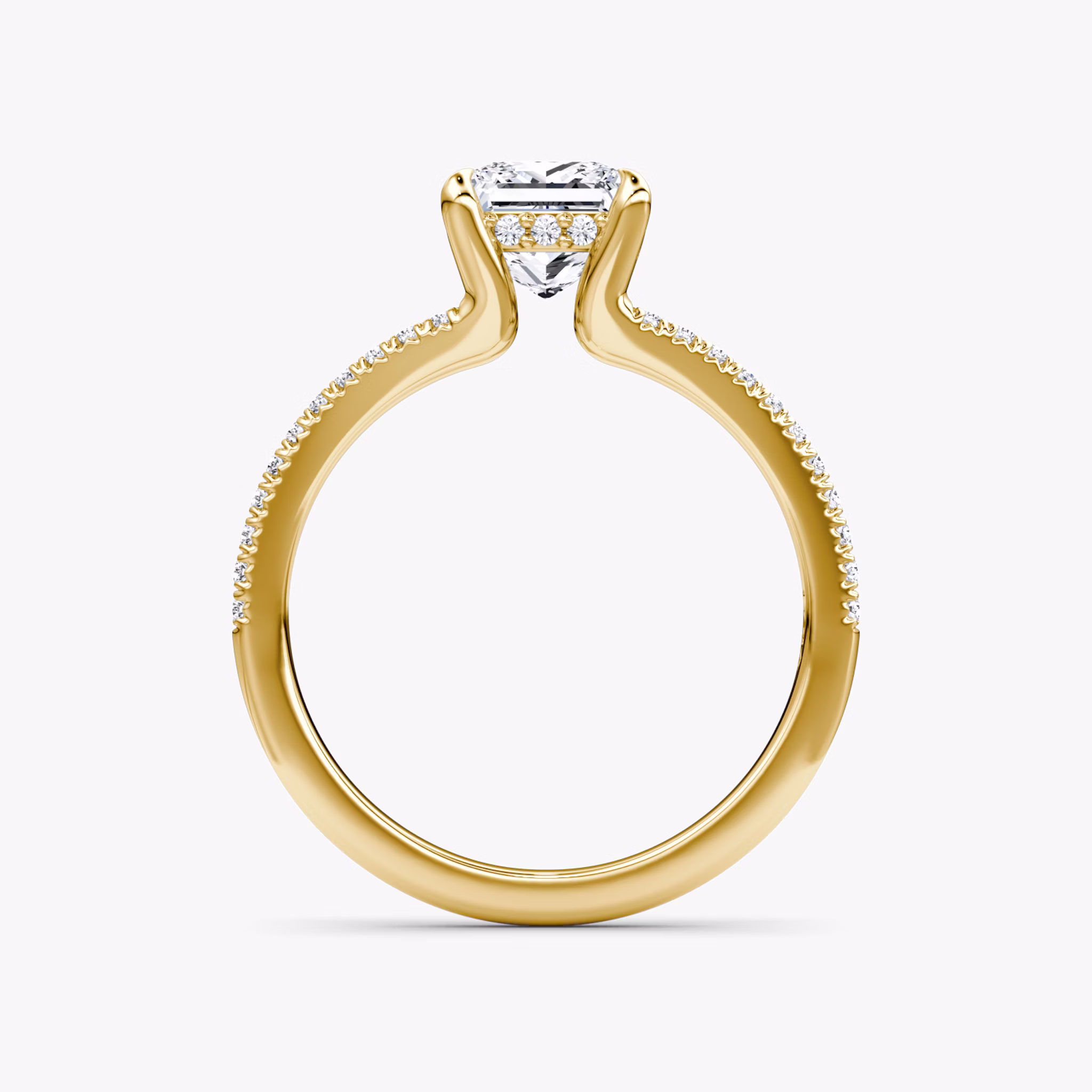 The Floating Split Band | Princess | 18k | Yellow Gold | bandAccent: Pavé | diamondOrientation: vertical | caratWeight: other