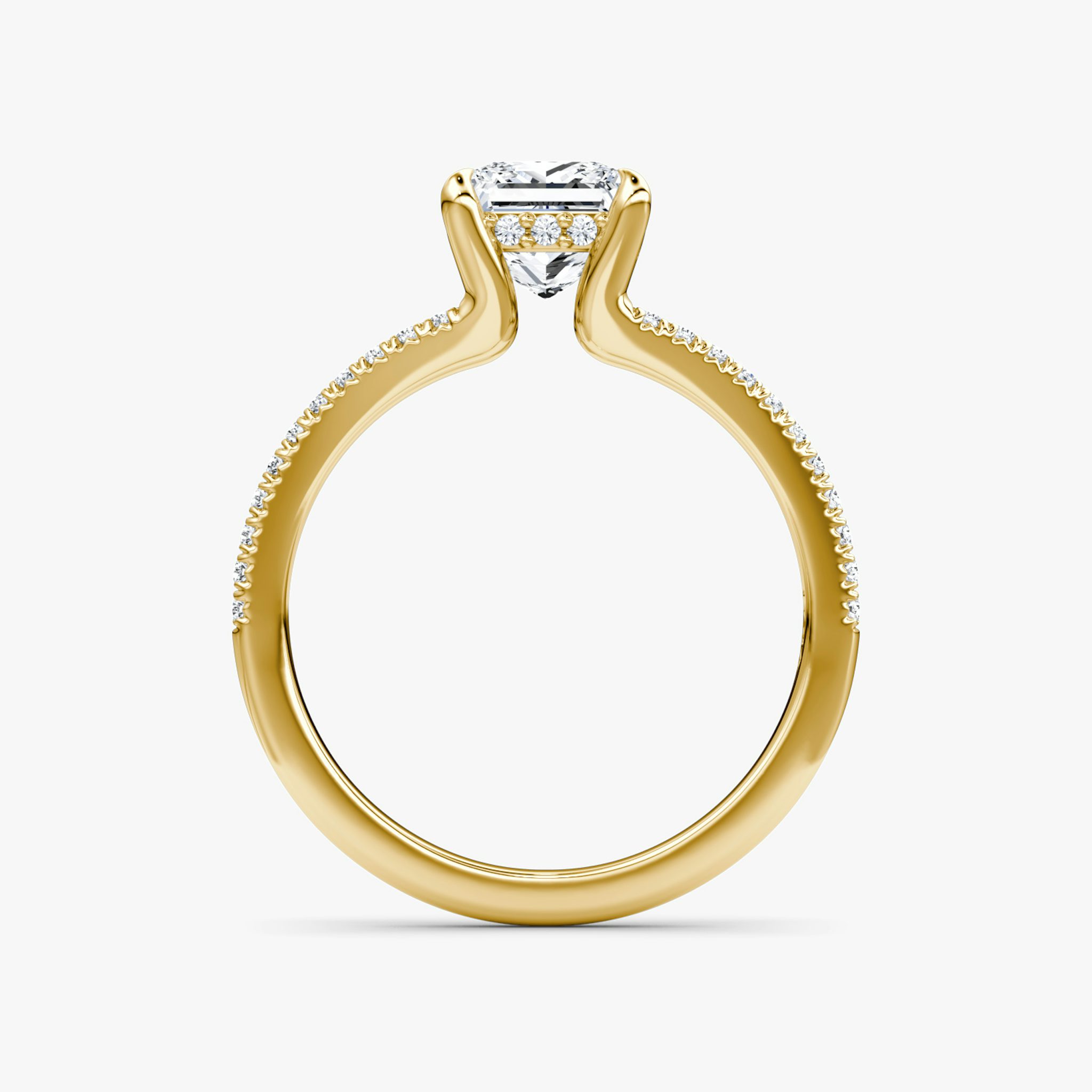 The Floating Split Band | Princess | 18k | Yellow Gold | bandAccent: Pavé | diamondOrientation: vertical | caratWeight: other