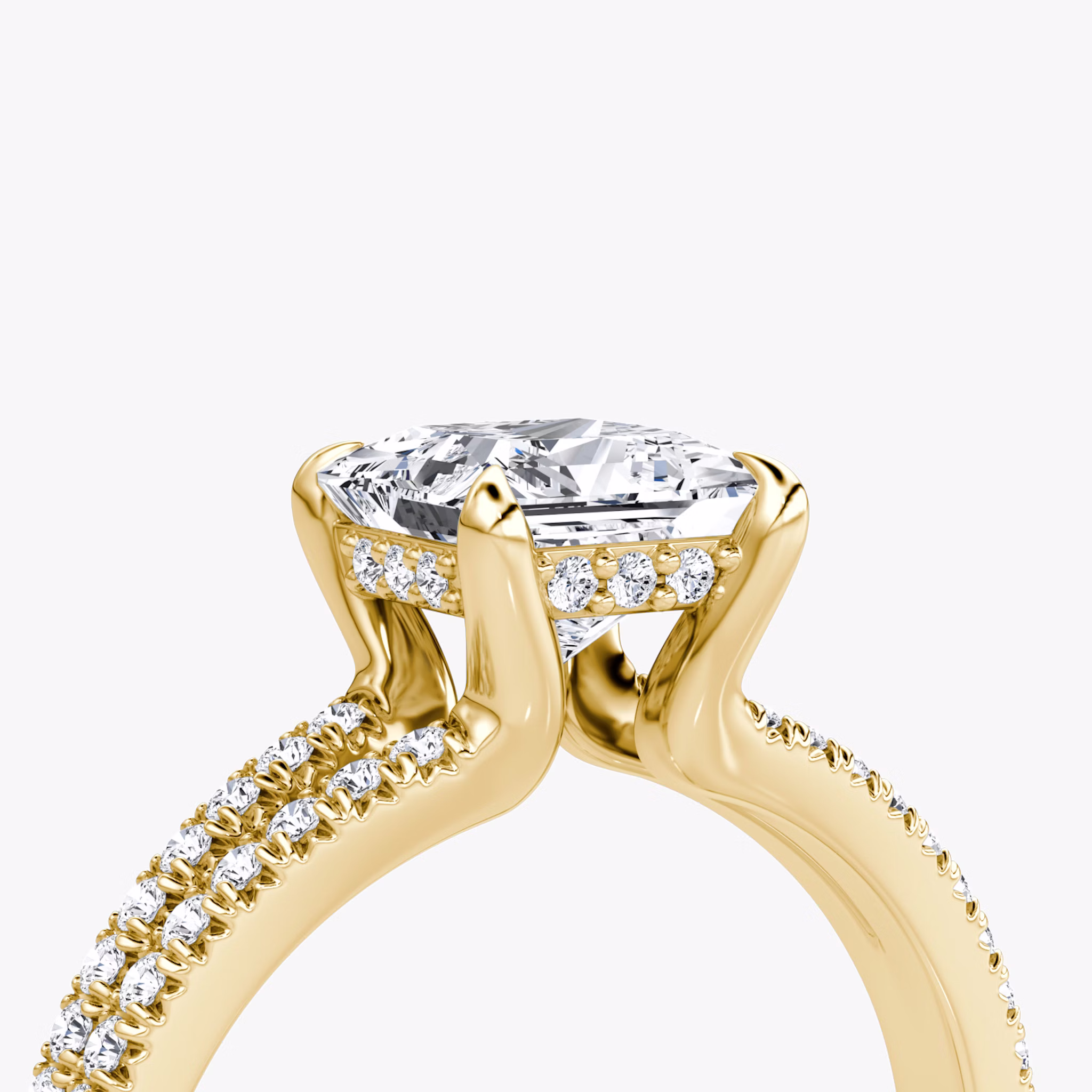 The Floating Split Band | Princess | 18k | Yellow Gold | bandAccent: Pavé | diamondOrientation: vertical | caratWeight: other